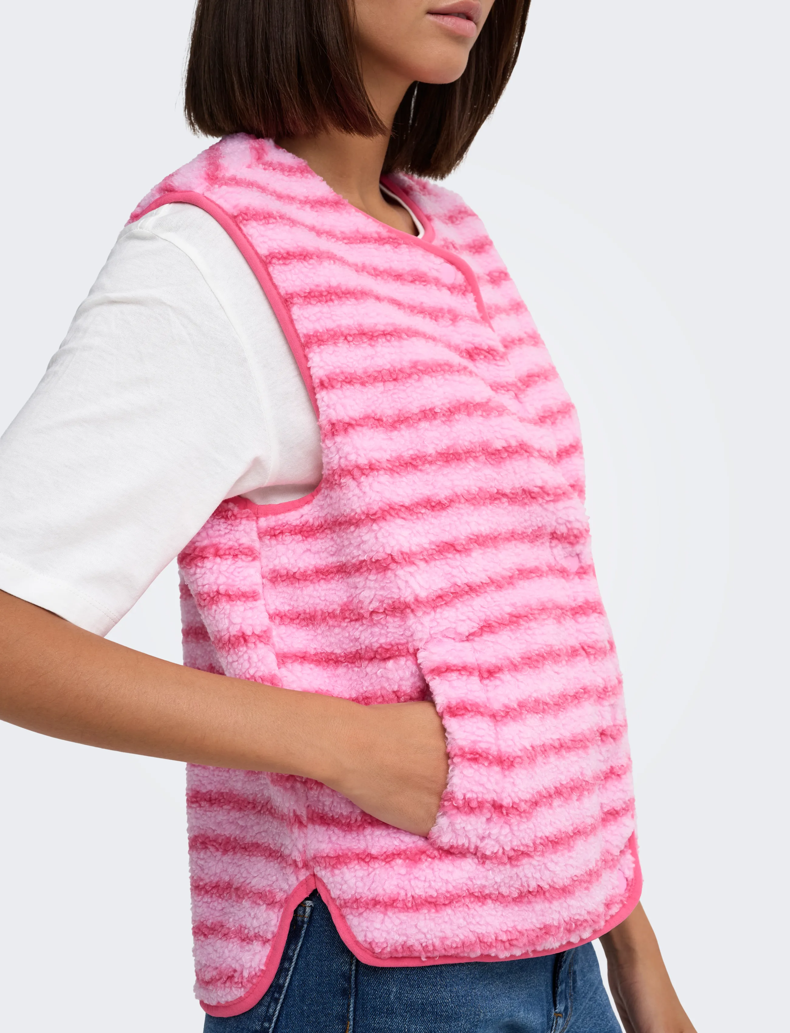 JDY - JDYSIMINA TEDDY STRIPE WAISTCOAT OTW QIQ - hot pink - 5