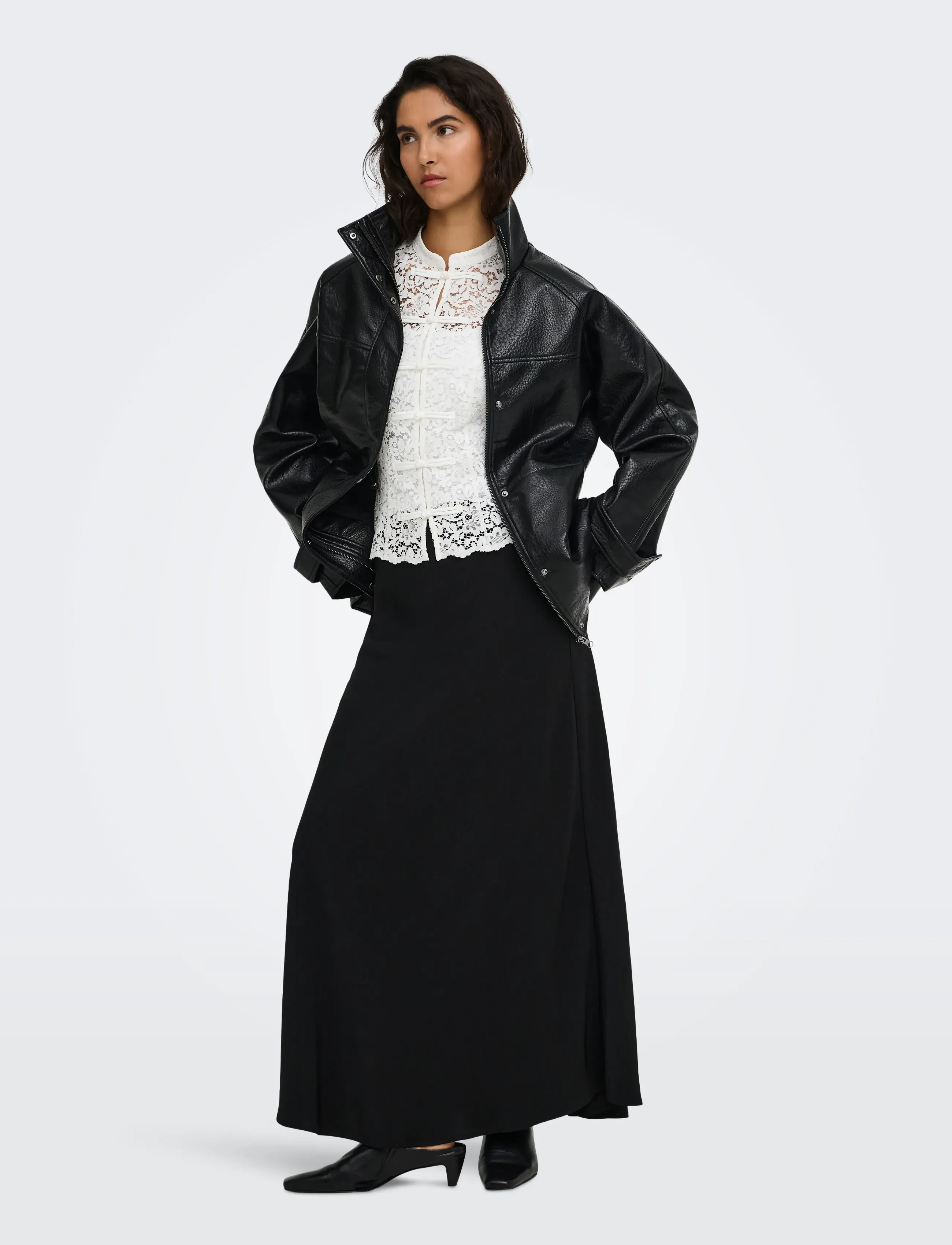 JDY - JDYRAYE FAUX LEATH.HIGHNECK JKT OTW NOOS - light jackets - black - 4
