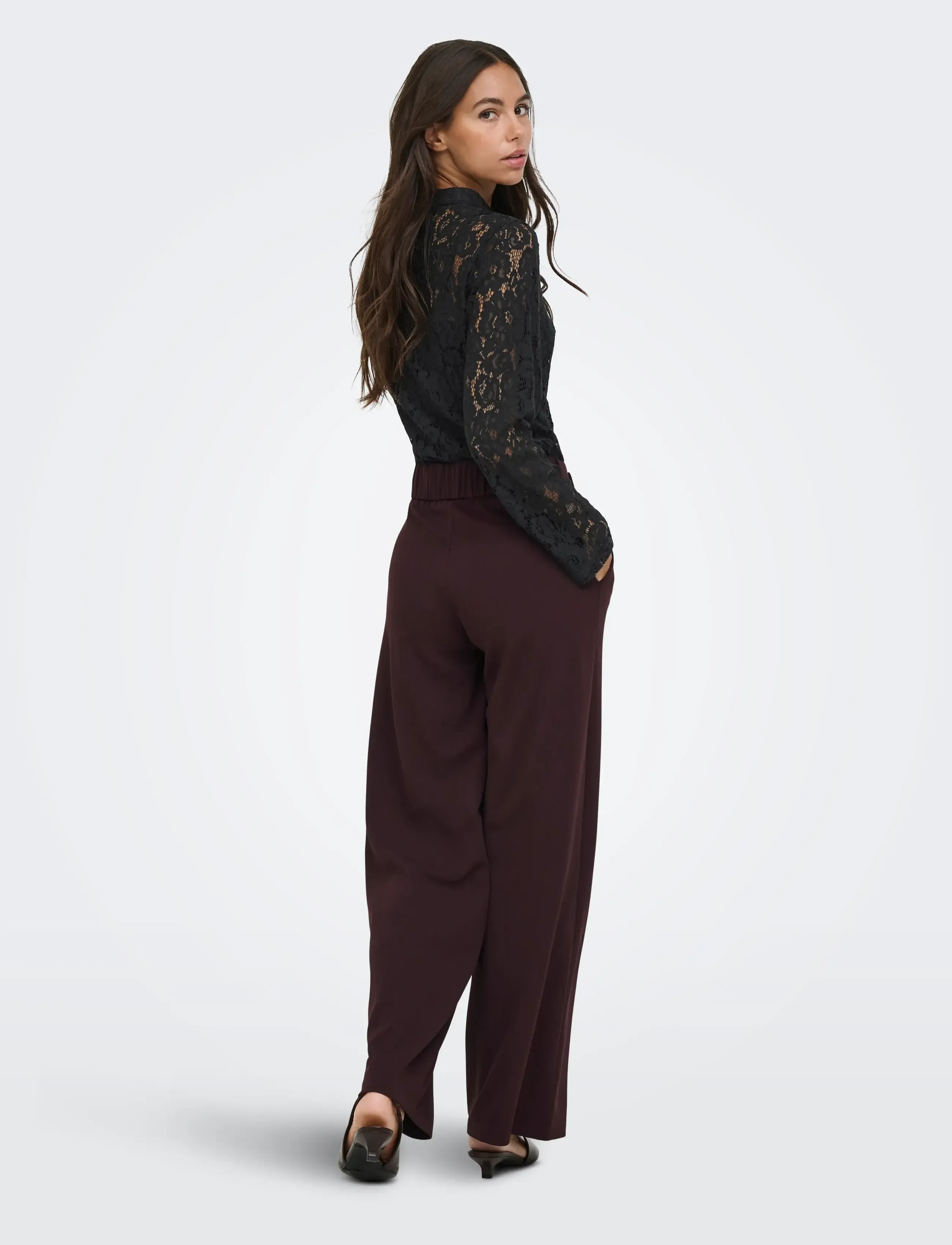 JDY - JDYNILA L/S LACE TOP WVN EXP - long sleeved blouses - black - 3