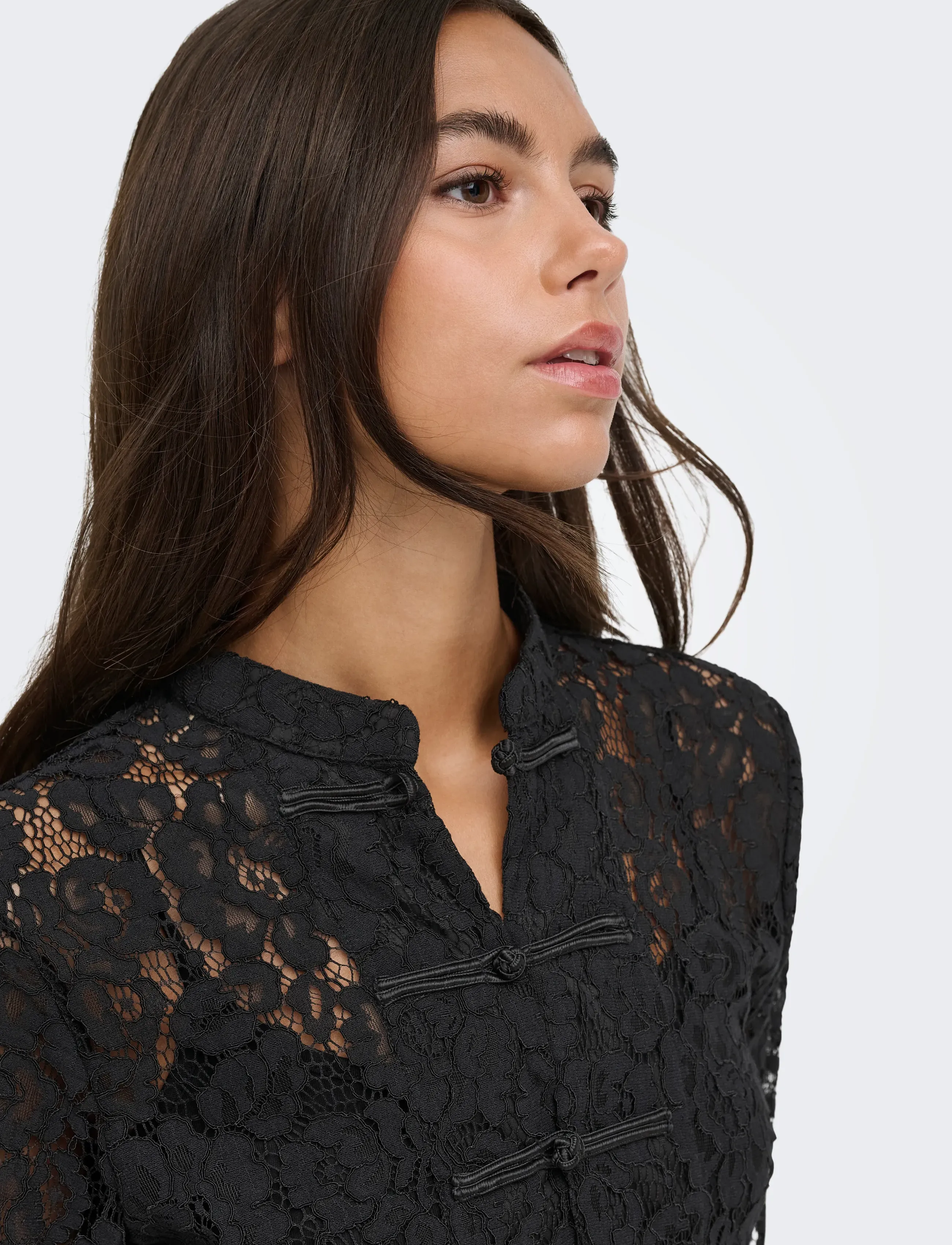 JDY - JDYNILA L/S LACE TOP WVN EXP - long sleeved blouses - black - 5