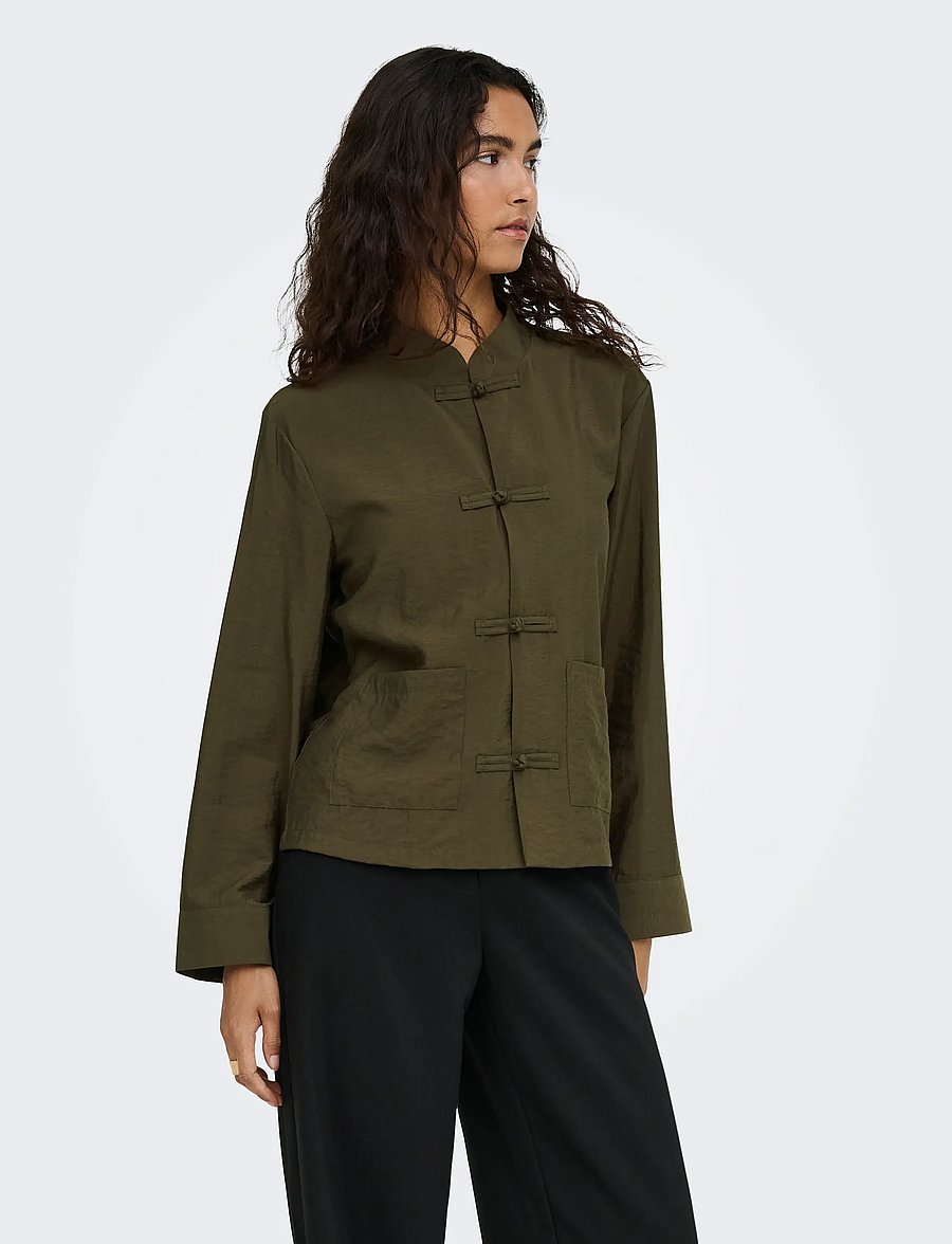 JDY - JDYCILLA L/S NAPOLEON SHIRT WVN EXP - langärmlige hemden - slate black - 0