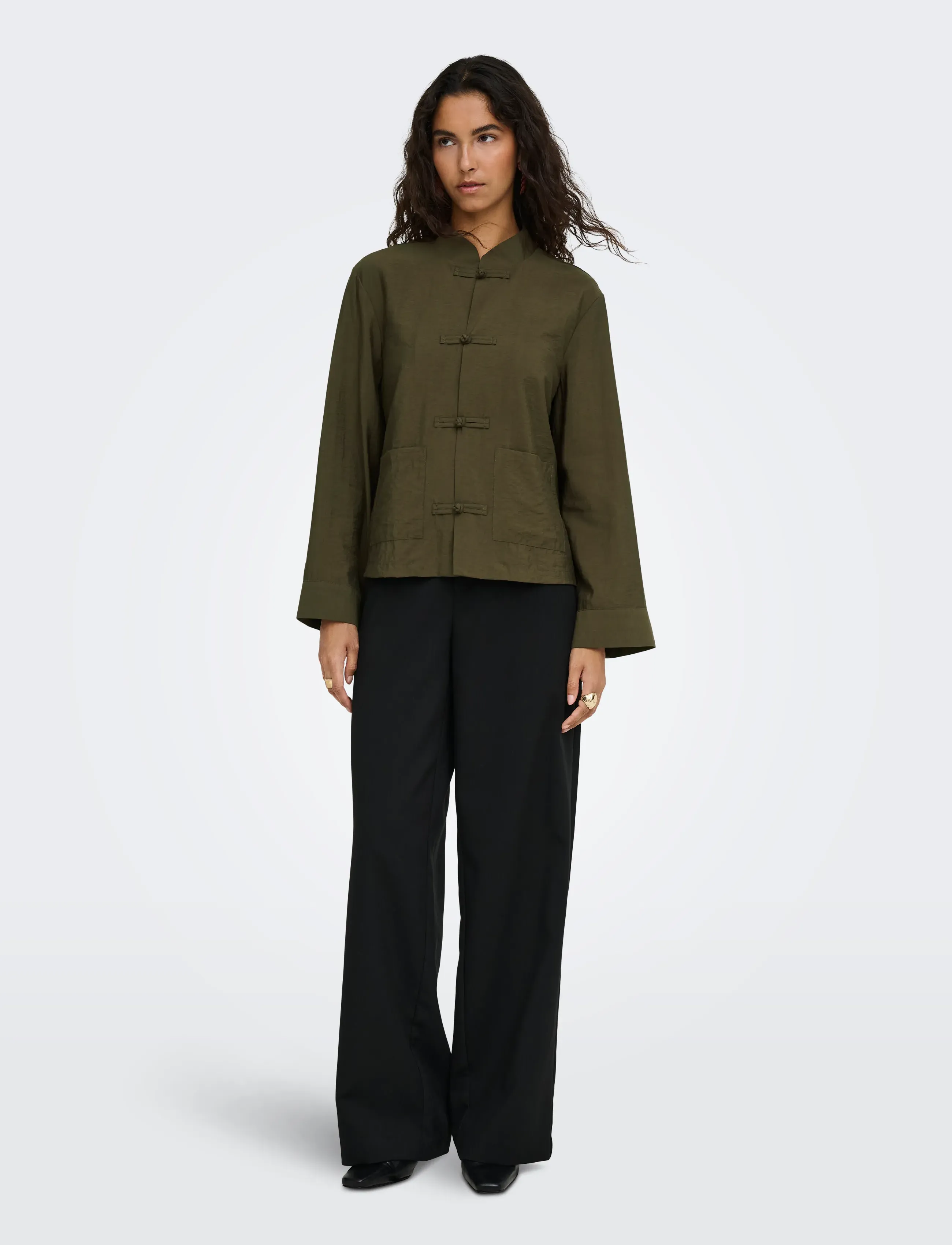 JDY - JDYCILLA L/S NAPOLEON SHIRT WVN EXP - langärmlige hemden - slate black - 4