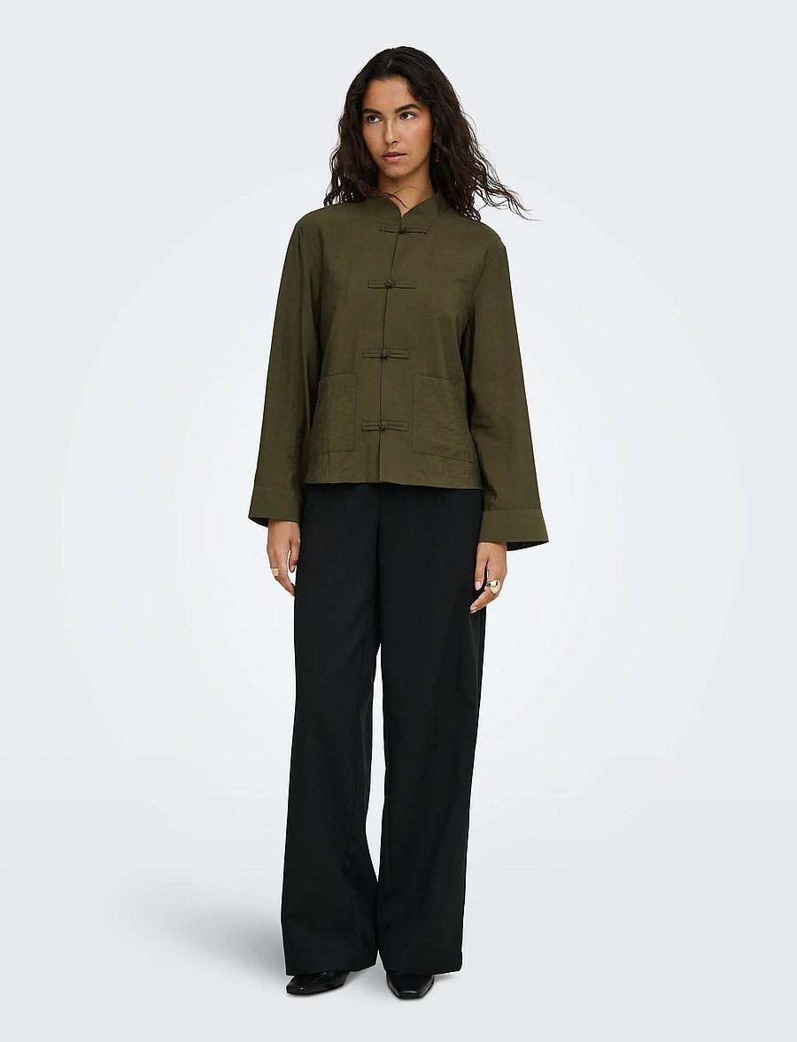JDY - JDYCILLA L/S NAPOLEON SHIRT WVN EXP - langärmlige hemden - slate black - 4