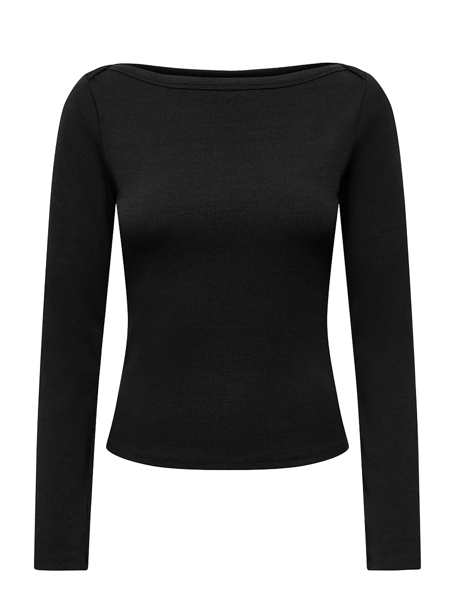 JDY - JDYMALLI L/S BOATNECK TOP 280 JRS NOOS - langærmede toppe - black - 0