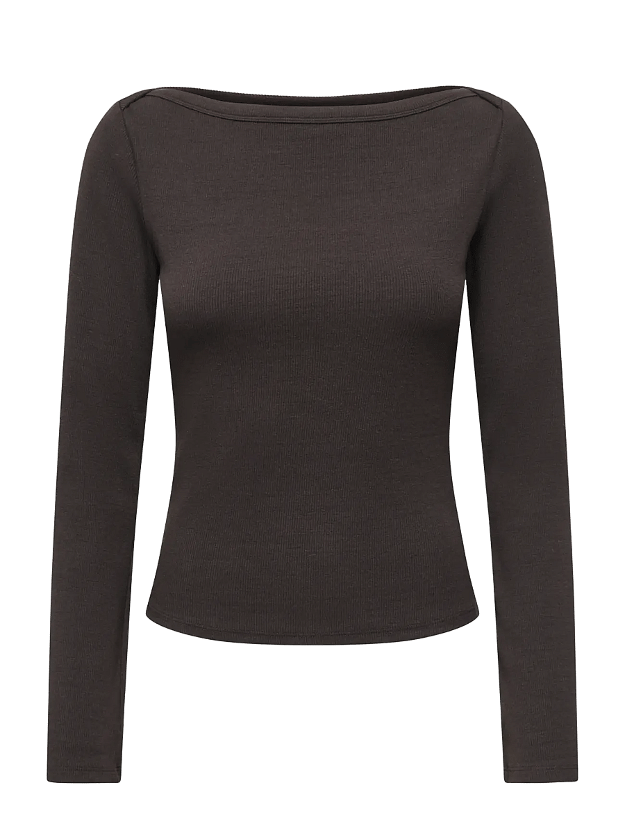 JDY - JDYMALLI L/S BOATNECK TOP 280 JRS NOOS - långärmade toppar - chocolate brown - 0
