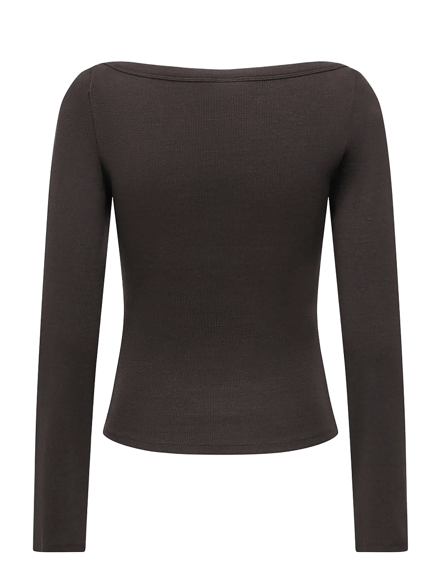 JDY - JDYMALLI L/S BOATNECK TOP 280 JRS NOOS - långärmade toppar - chocolate brown - 1