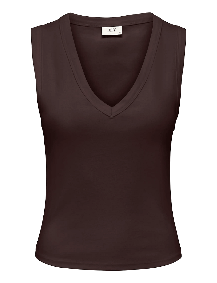 JDY - JDYASPA LIFE S/L VNECK TANK TOP JRS NOOS - sleeveless tops - chocolate torte - 0