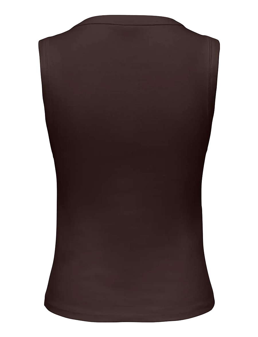 JDY - JDYASPA LIFE S/L VNECK TANK TOP JRS NOOS - sleeveless tops - chocolate torte - 1