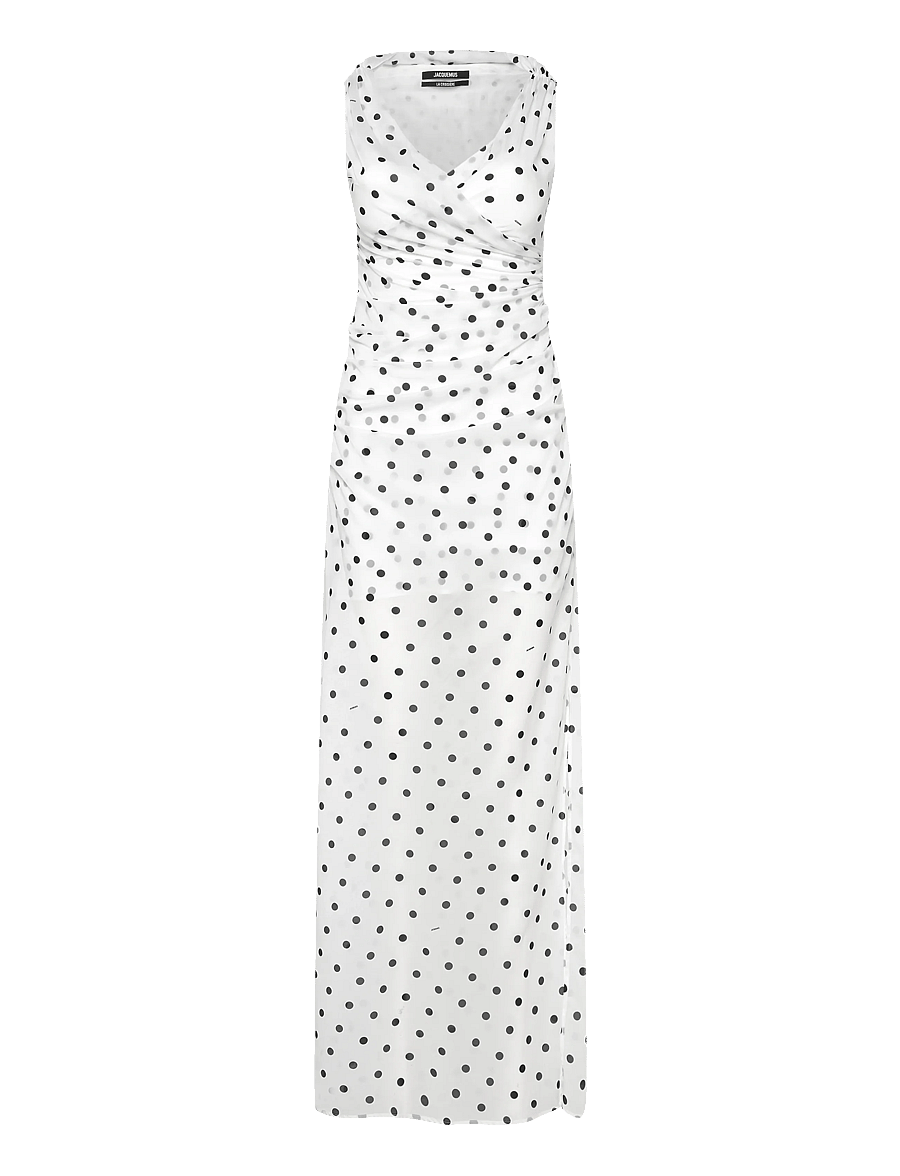 Jacquemus - La Robe Rita polka dot jersey maxi dress - sukienki koktajlowe - white - 0