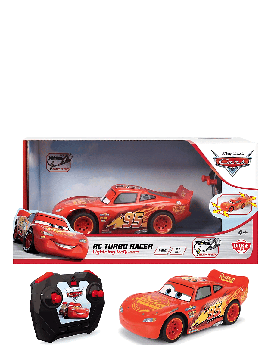 Jada Toys - Disney Cars Remote-Controlled Lightning McQueen Turbo Racer 1:24 - ferngesteuertes spielzeug - red - 0