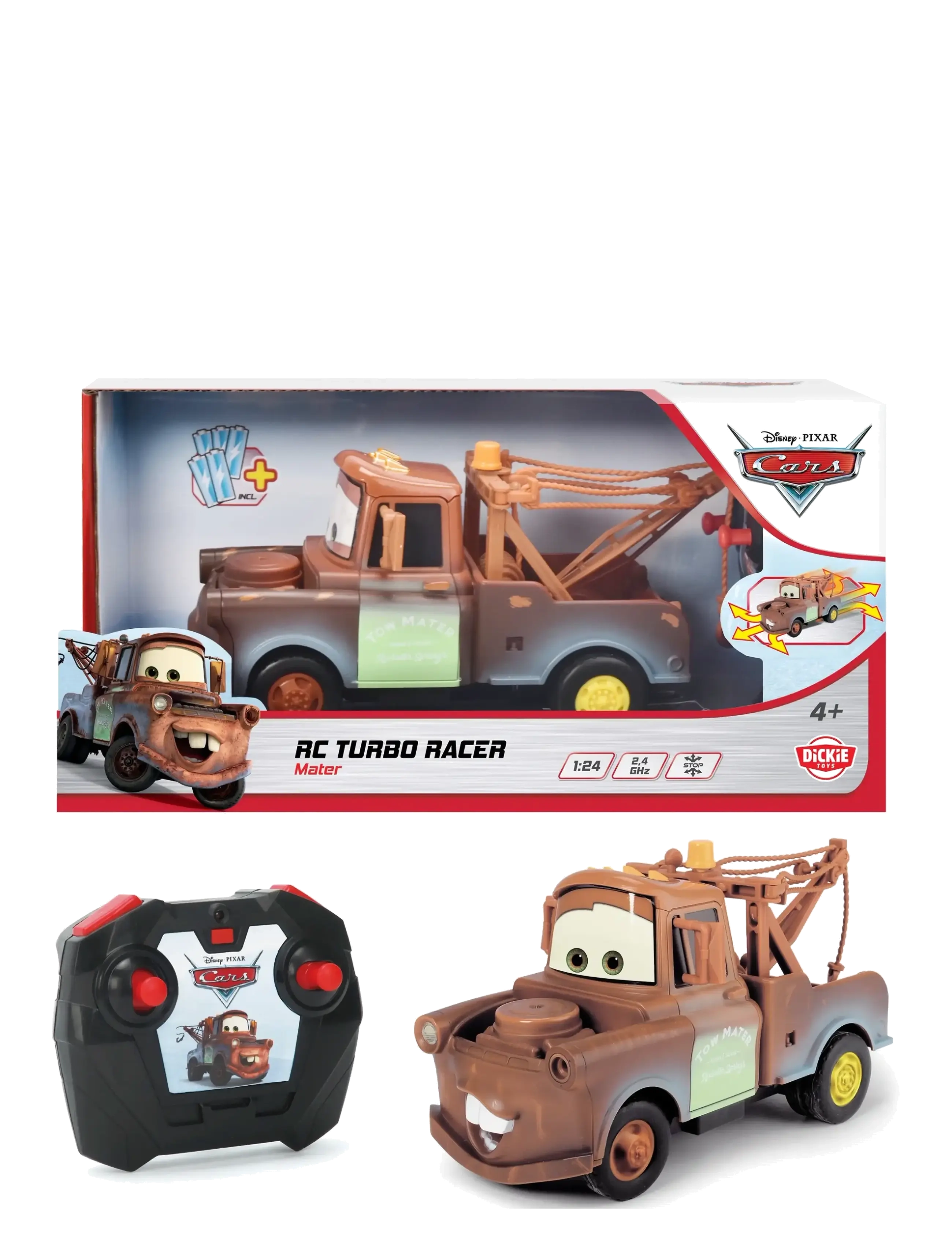 Jada Toys Disney Cars Remote-Controlled Mater Turbo Racer 1:, Børn, Remote Controlled Legetøj, Brun, Str: ONE SIZE