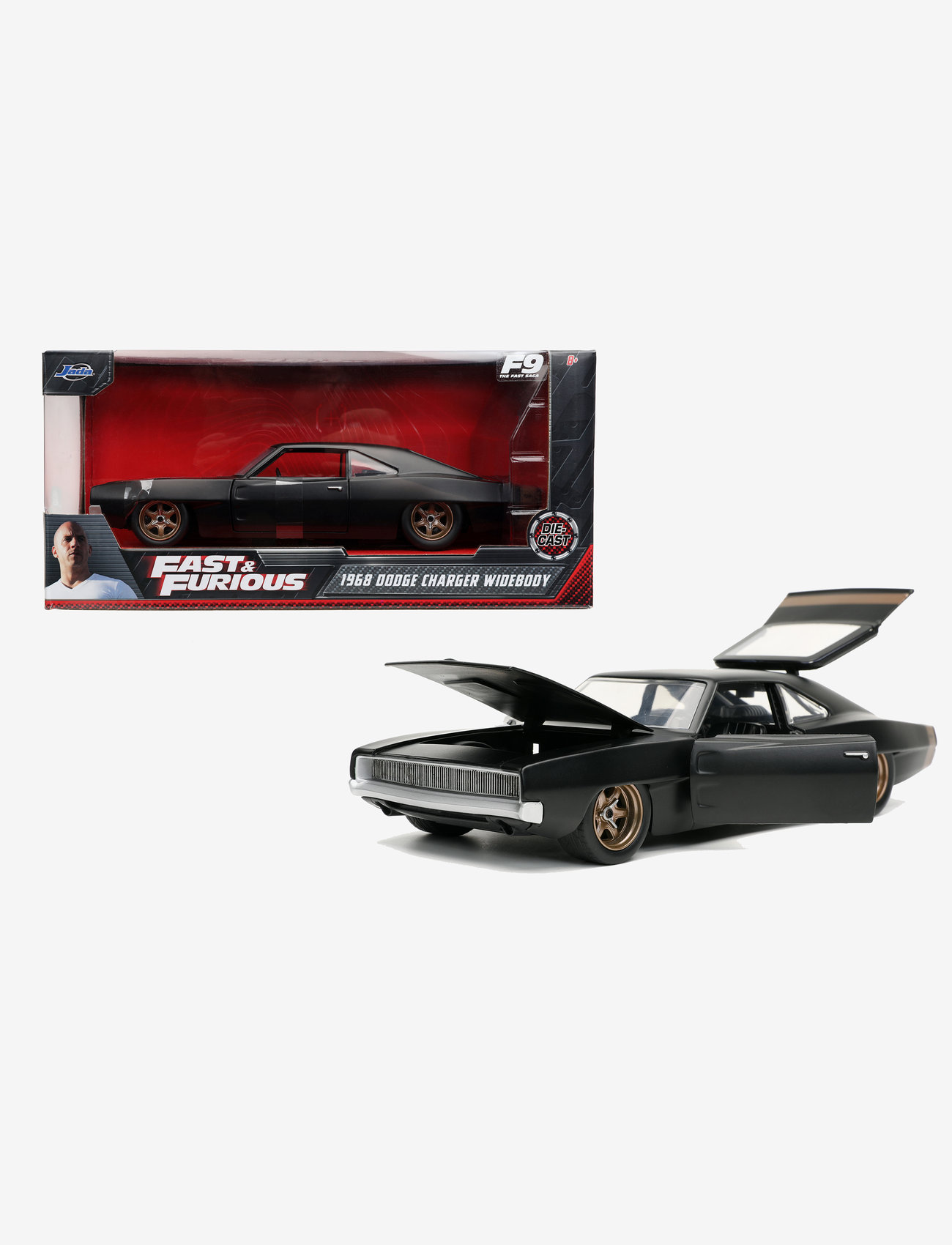 Jada Toys - Fast & Furious 1968 Dodge Charger 1:24 - legetøjsbiler - black - 2