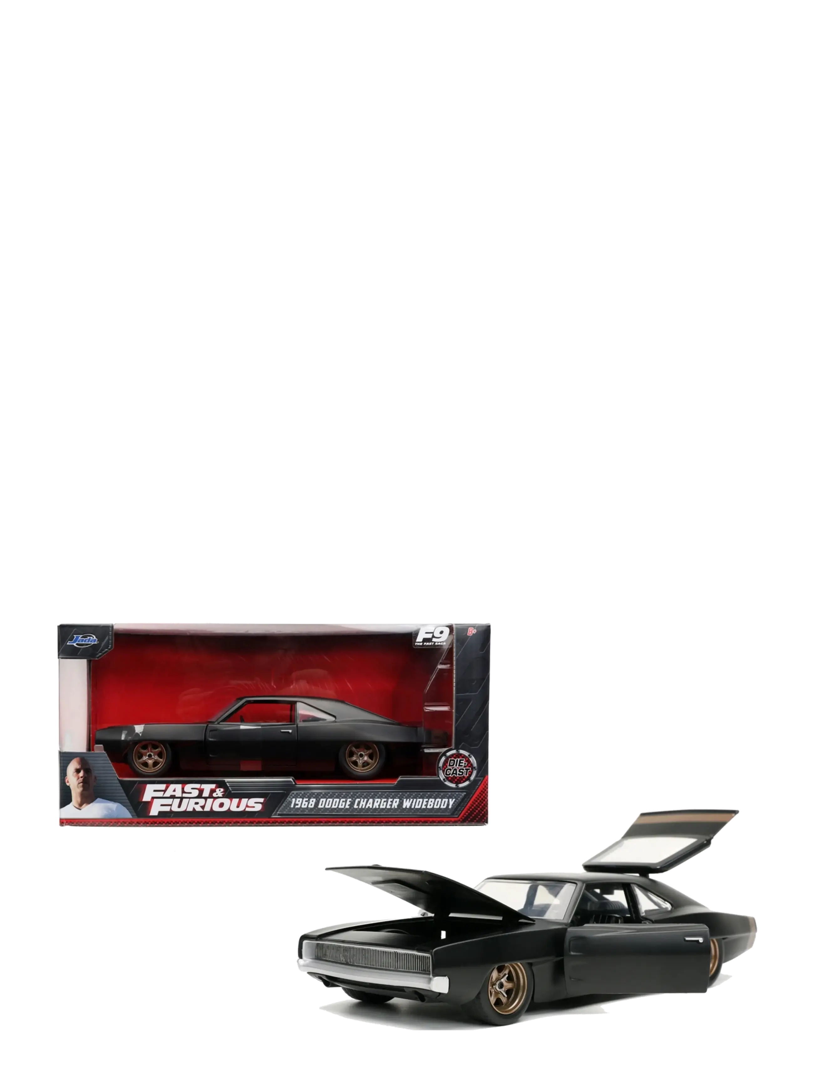 Jada Toys Fast & Furious 1968 Dodge Charger 1:24, Børn, Other Toy Cars, Sort, Str: ONE SIZE