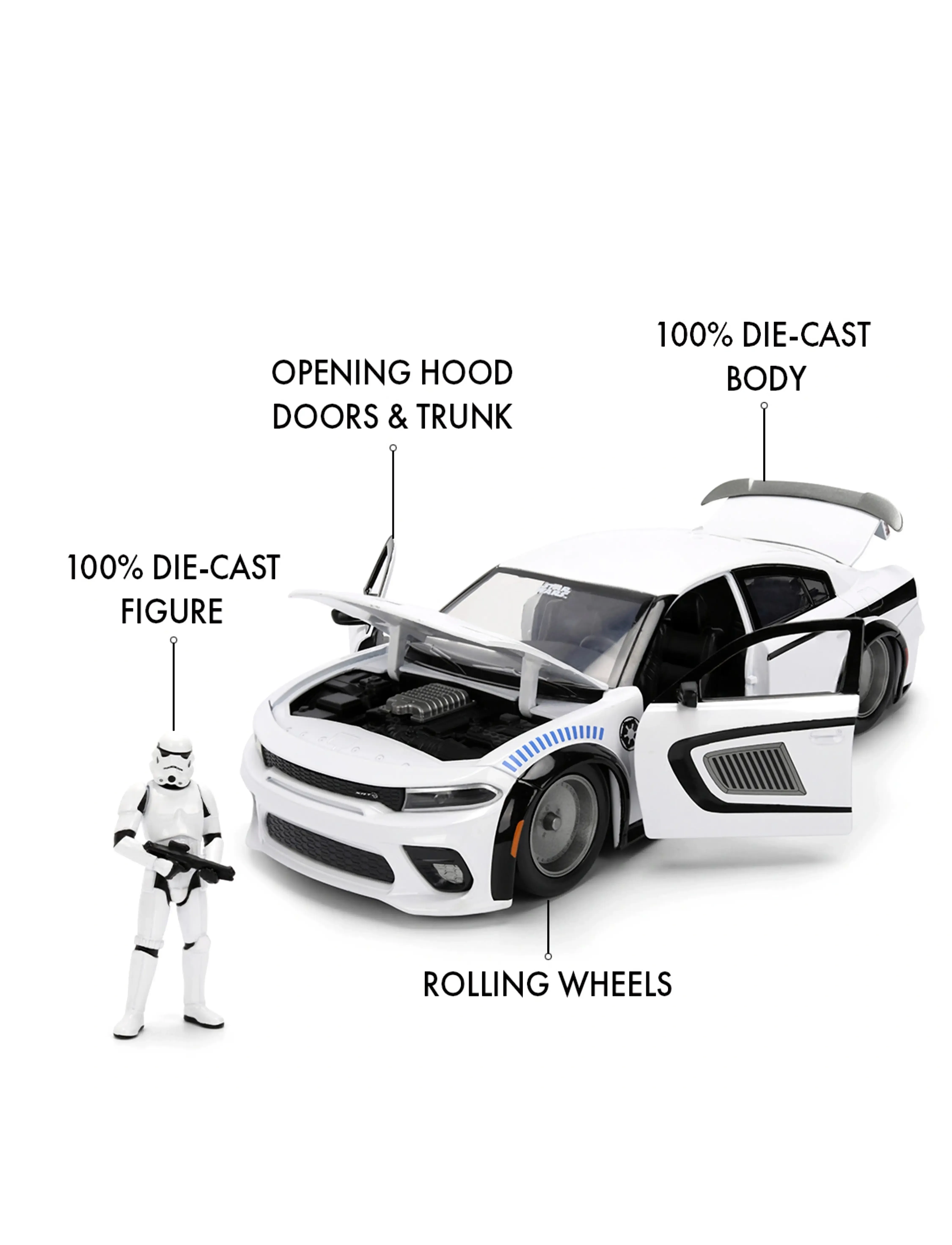 Jada Toys Star Wars Storm Trooper Dodge 1:24, Other Toy Cars, Hvid, Str: ONE SIZE