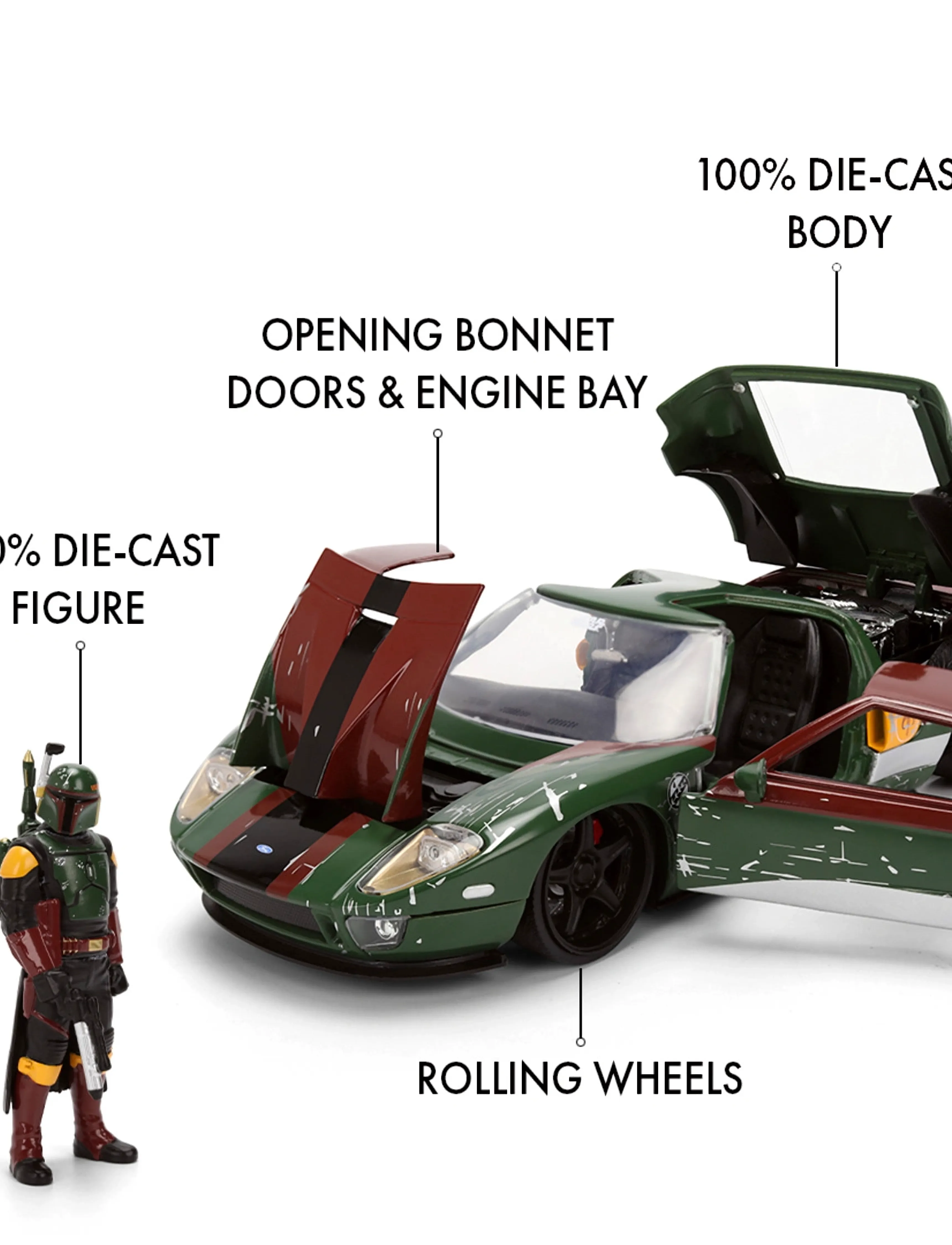 Jada Toys Star Wars Boba Fett 2005 Ford Gt 1:24, Børn, Other Toy Cars, Multi/mønstret, Str: ONE SIZE