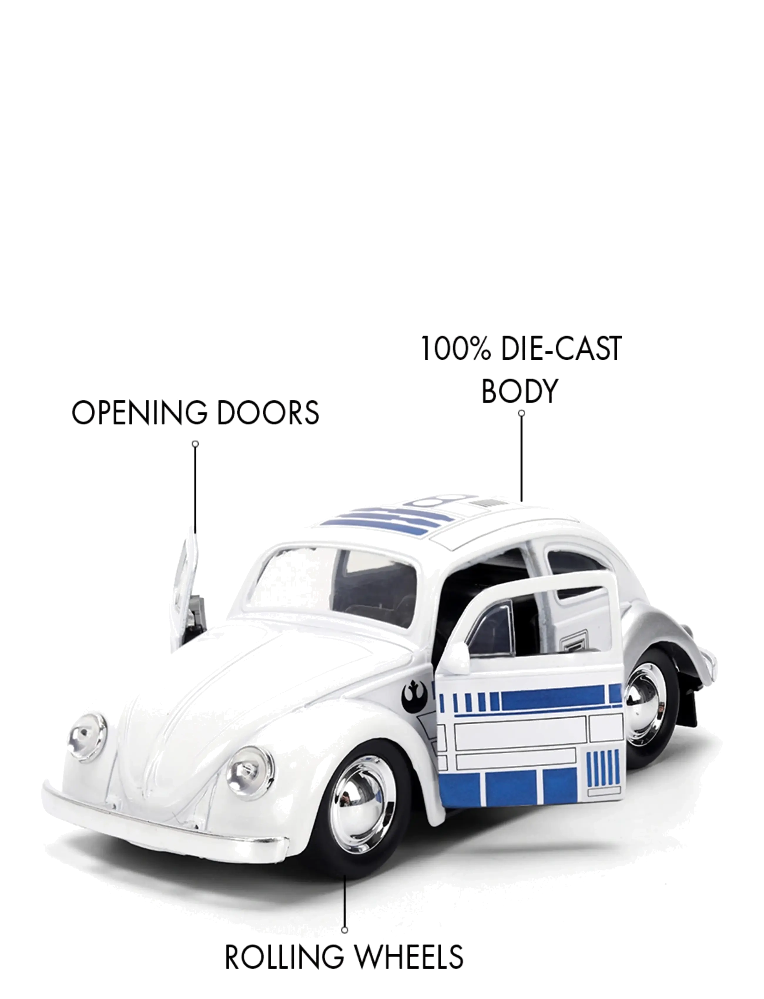 Jada Toys - Star Wars R2-D2 1959 VW Beetle 1:32 - legetøjsbiler - white - 3
