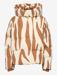 Patricia Faux Leather Puffer with Hood - CHESTNUT TIGER