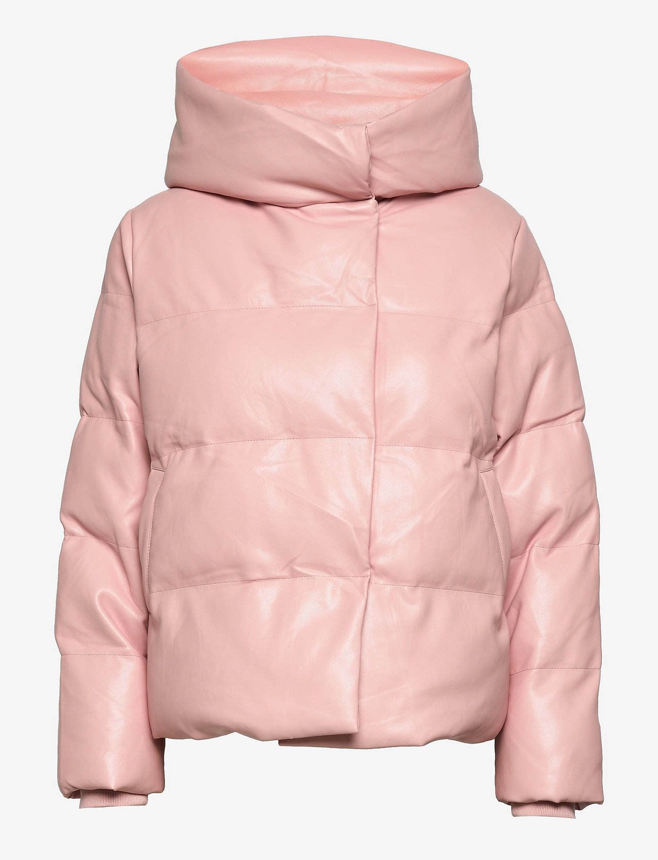 Jakke - Patricia Faux Leather Puffer with Hood - winter jacket - pink - 0