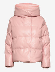 Patricia Faux Leather Puffer with Hood - PINK