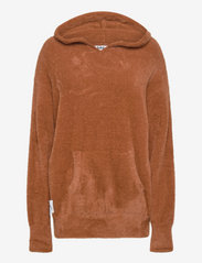 Olivia Faux Fur Knitted Hoody - CHESTNUT