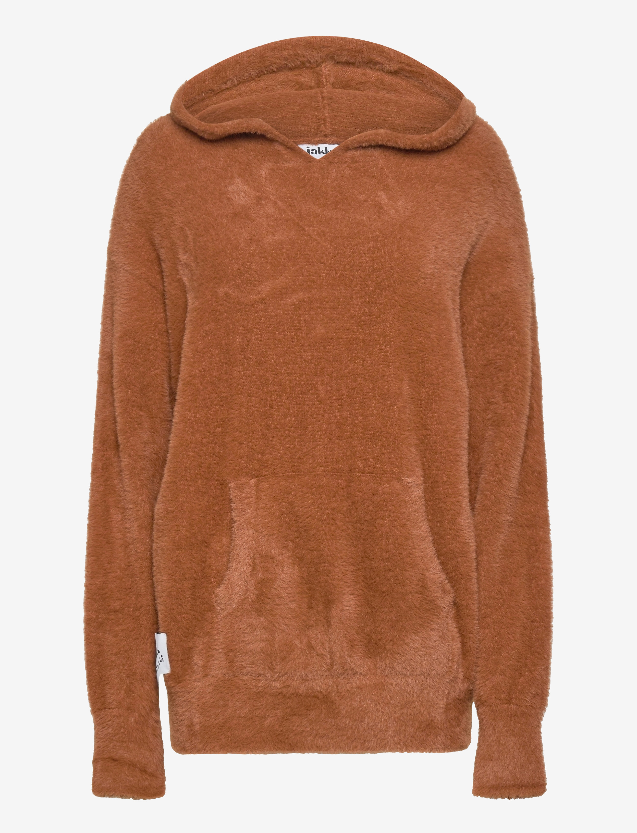 Jakke Olivia Faux Fur Knitted Hoody - Sweaters - CHESTNUT / brown