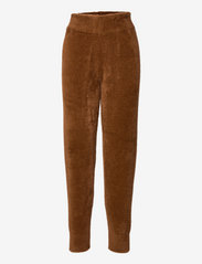Amy Faux Fur Knitted Jogging Pants - CHESTNUT