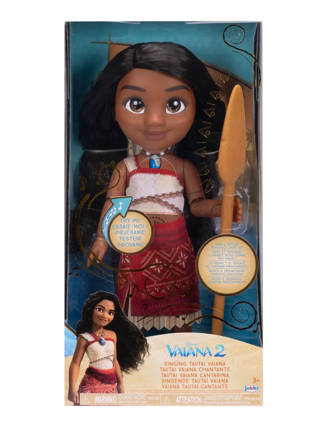 Princesses Disney Vaiana 2 Singing Doll W/ Light-Up Oar 38Cm., 38 cm, Dolls & Accessories, Mehrfarbig/gemustert - Dolls, Kinder