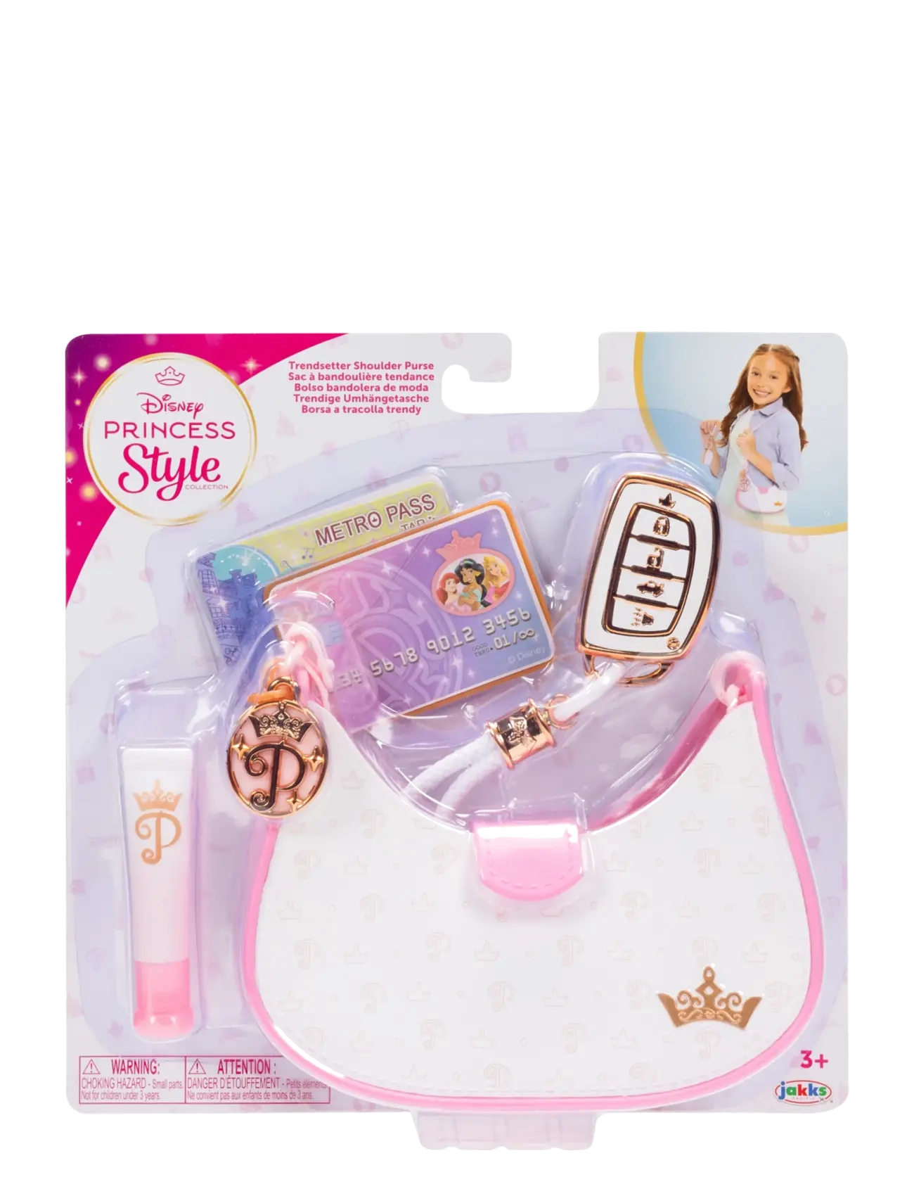 Princesses Disney Princess Style Collection Trendsetter Shoulder Purse (No Glasses), Børn, Costumes Tilbehør, Hvid, Str: 20 CM