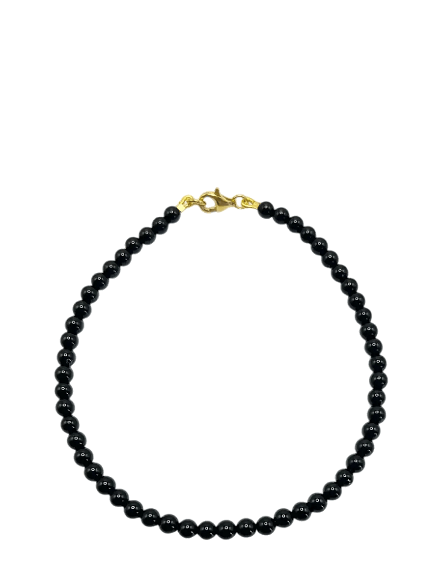 Jane Koenig - Bead anklet Onyx - 18 carat goldplated sterlingsilver - 0