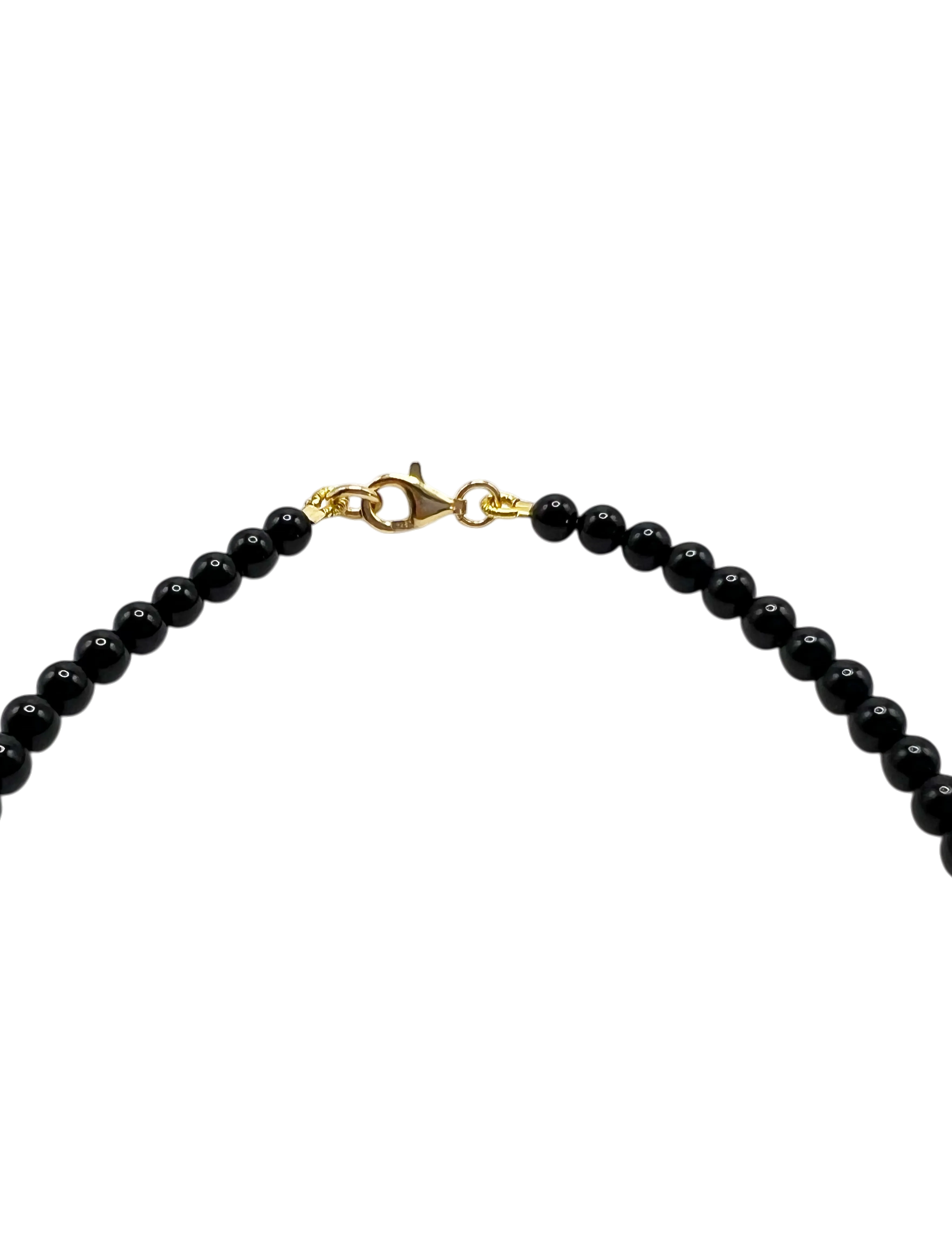 Jane Koenig - Bead anklet Onyx - 18 carat goldplated sterlingsilver - 1