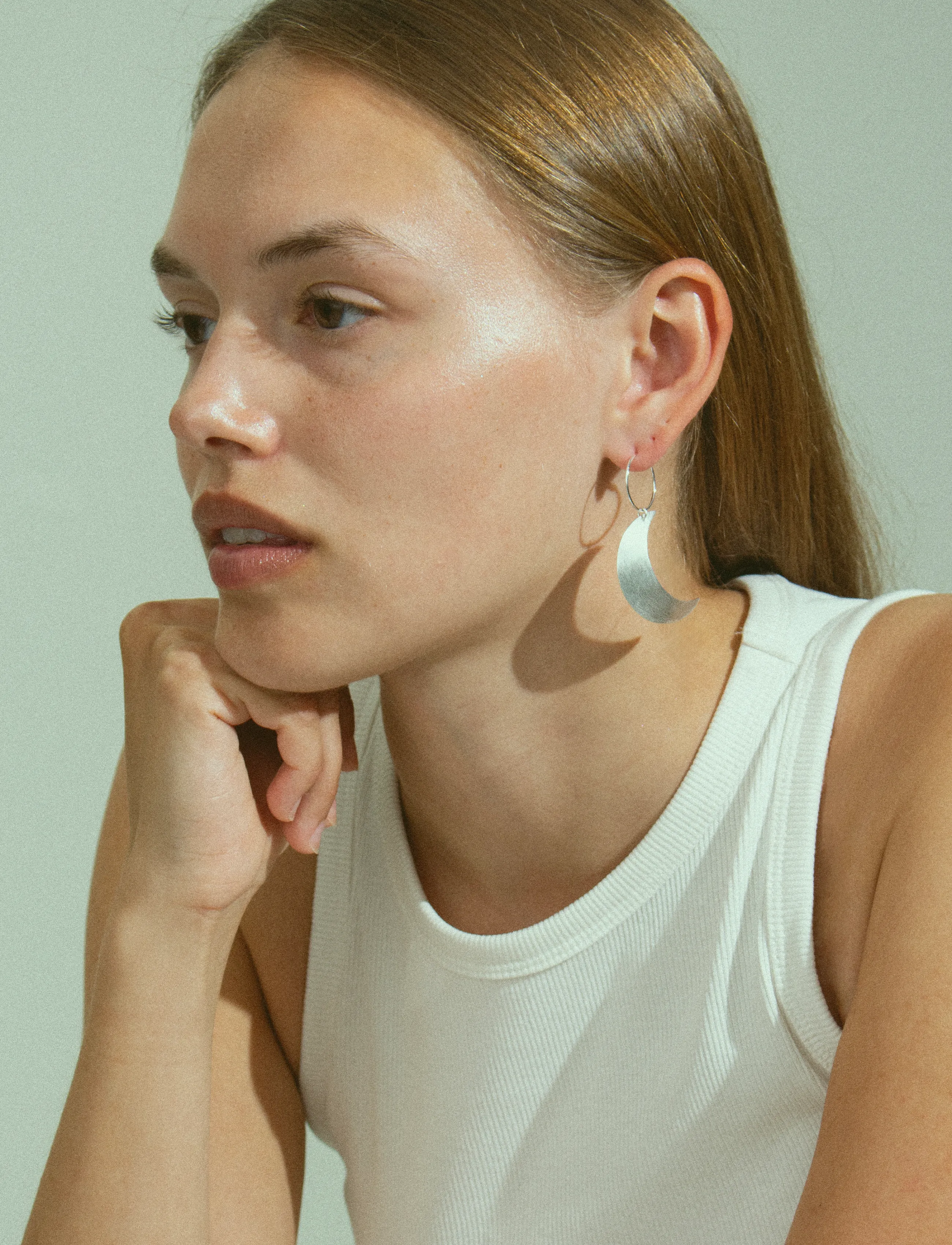 Jane Koenig Big Half Moon Creole, One Size, Silver, Øreringe > Øreringe Med Vedhæng, Dame