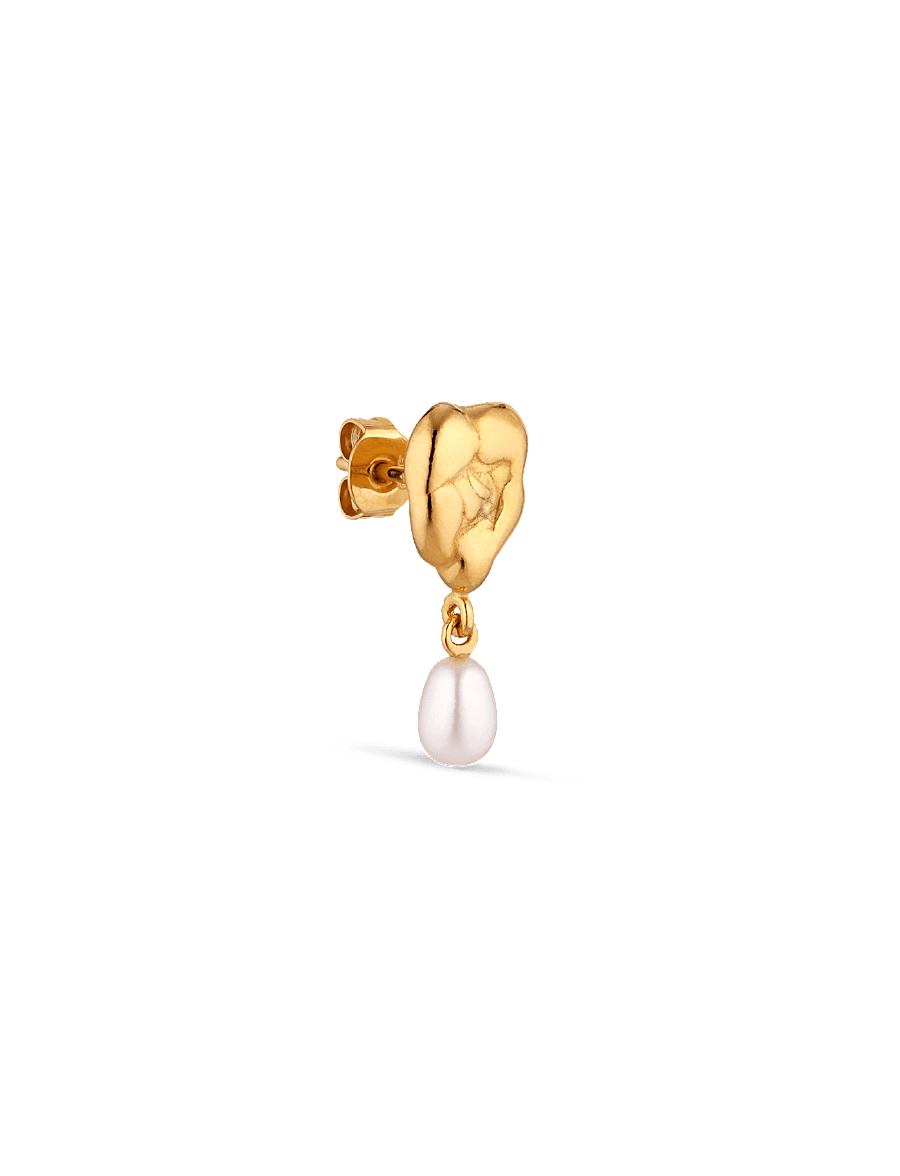 Jane Koenig - Drippy Earstud with Pearl Pendant - perlenohrringe - gold - 0