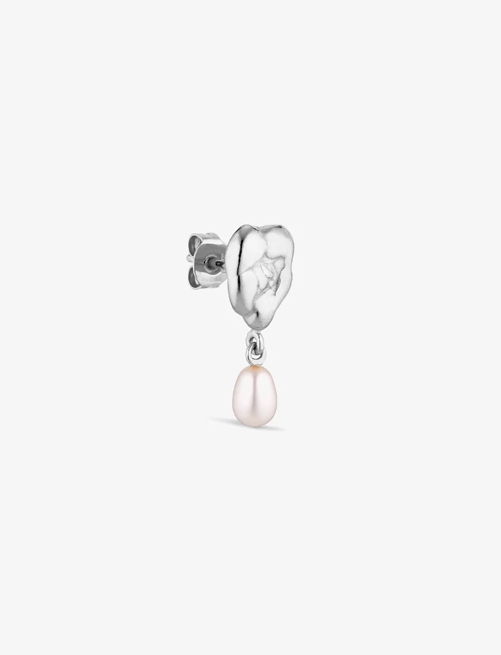 Jane Koenig - Drippy Earstud with Pearl Pendant - perlenohrringe - silver - 0