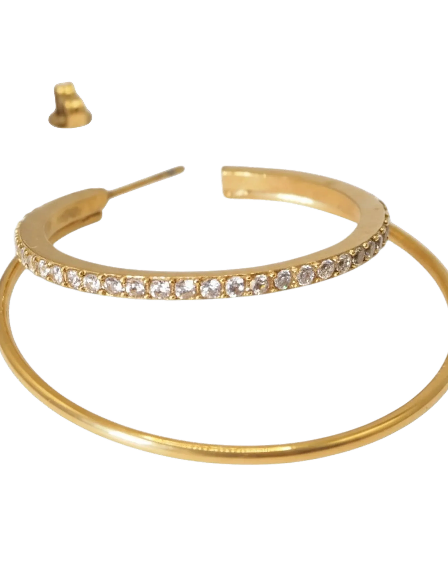 Jane Koenig - Double Olympia Hoop with Stones - lanko formos auskarai - gold - 3