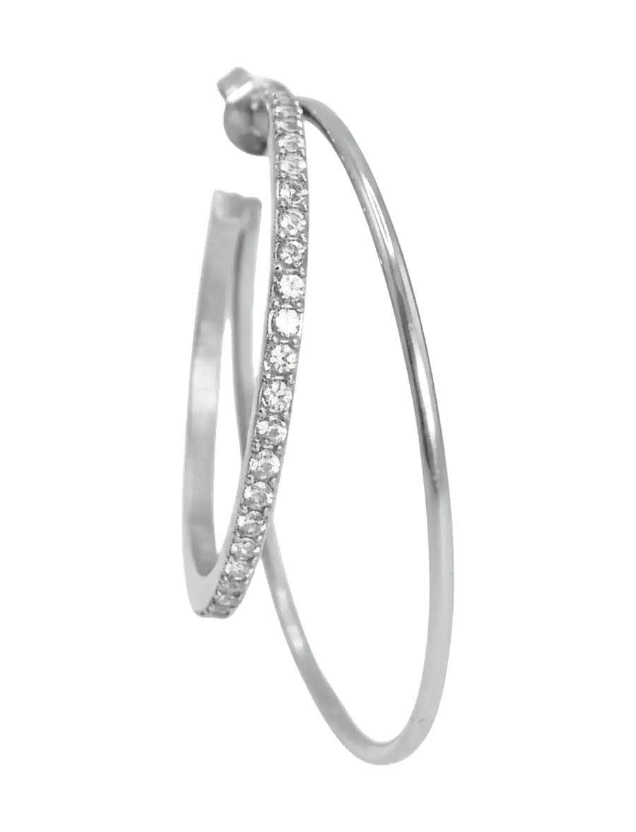 Jane Koenig - Double Olympia Hoop With Stones - creoler & hoops - silver - 1