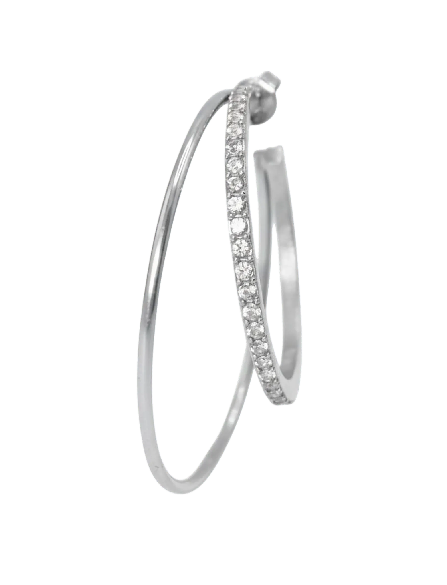 Jane Koenig - Double Olympia Hoop With Stones - creoler & hoops - silver - 3