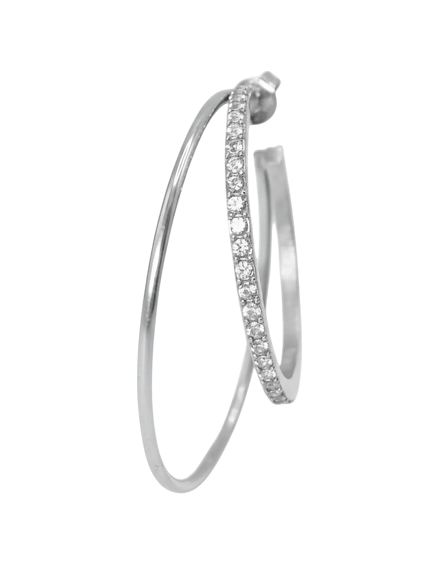 Jane Koenig - Double Olympia Hoop With Stones - creoler & hoops - silver - 3