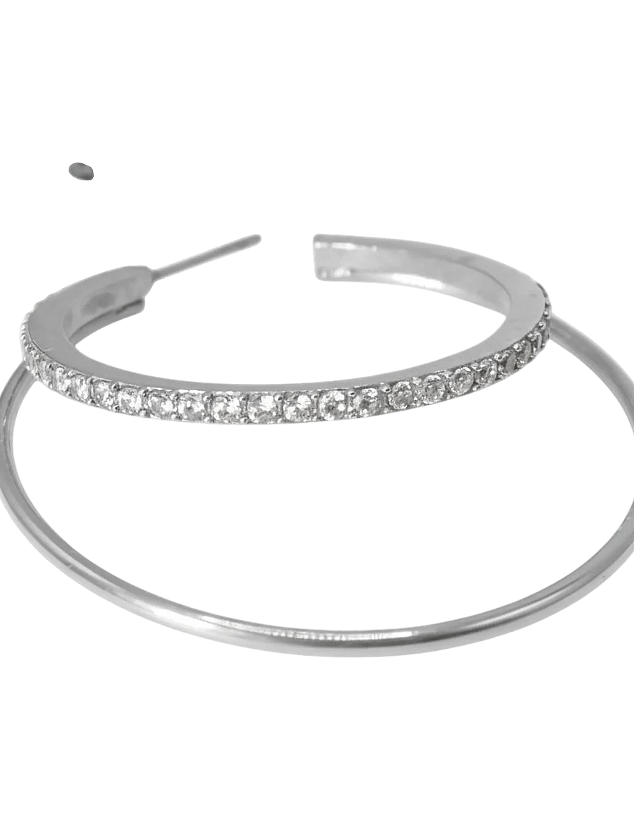 Jane Koenig - Double Olympia Hoop With Stones - creoler & hoops - silver - 4
