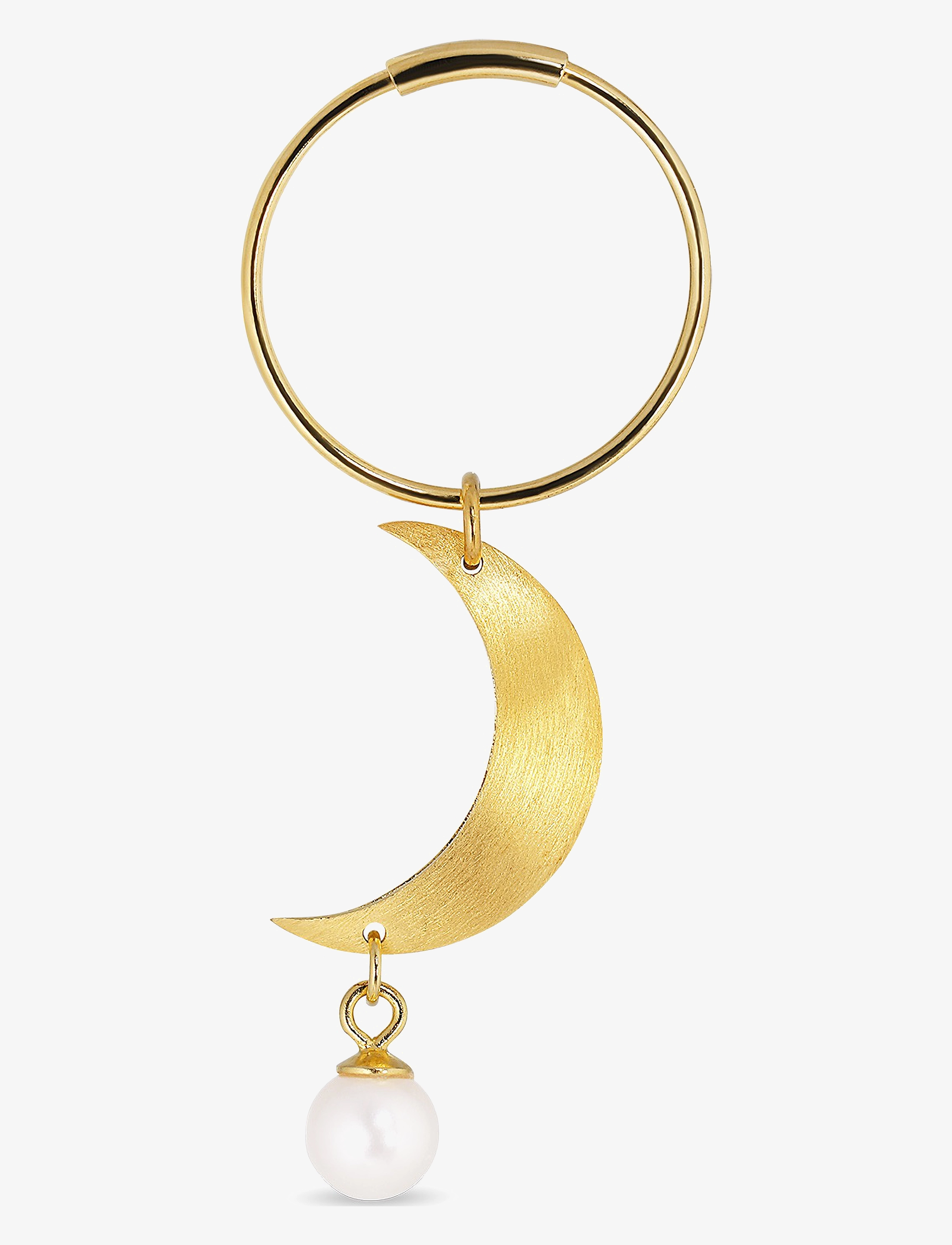 Jane Koenig Half Moon Creole With Pearl, One Size, Gold, Øreringe > Øreringe Med Vedhæng, Dame