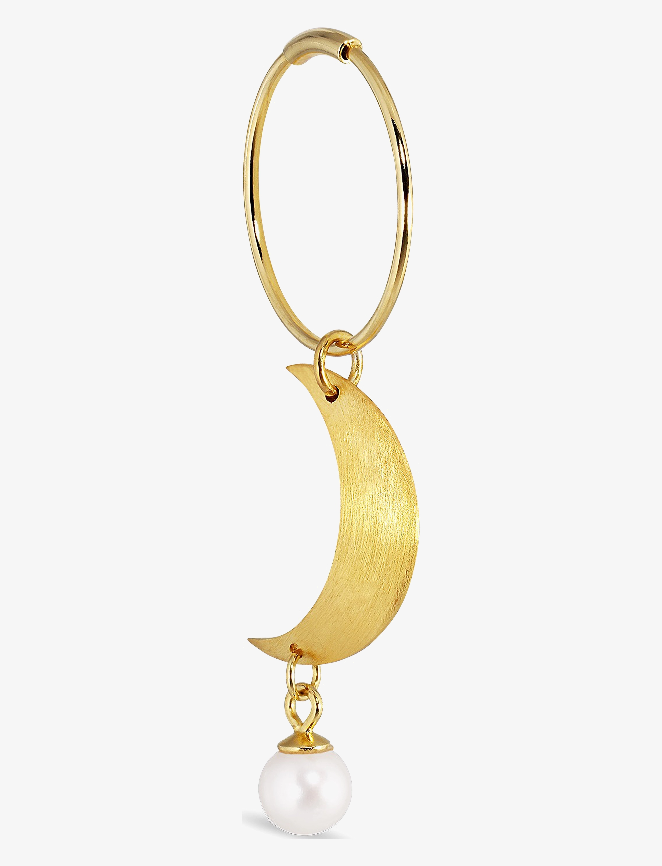 Jane Koenig - Half Moon Creole with pearl - pearl earrings - 18 carat goldplated sterlingsilver - 1