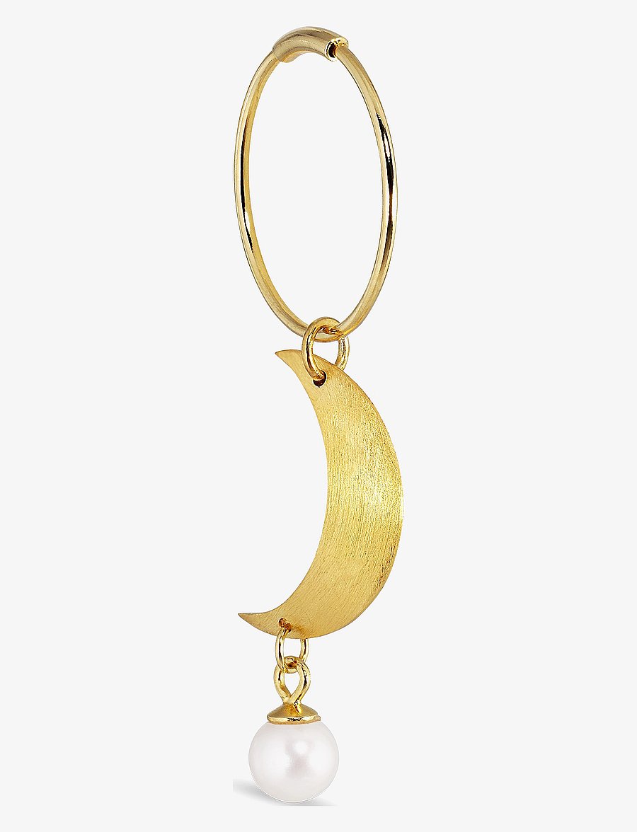 Jane Koenig - Half Moon Creole with pearl - perlenohrringe - 18 carat goldplated sterlingsilver - 2