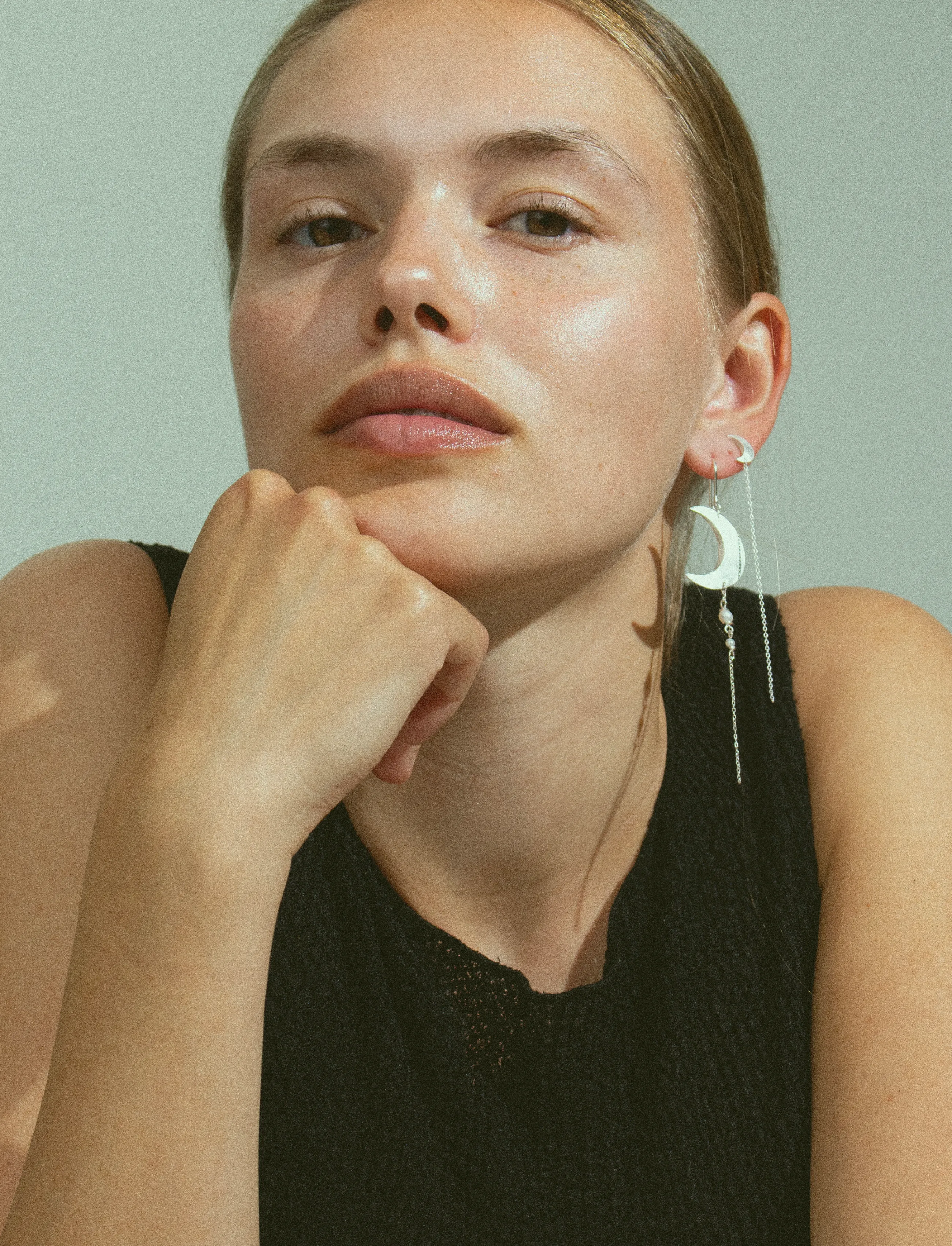 Jane Koenig Half Moon Chain Stud - Jane Koenig - STERLING SILVER / silver