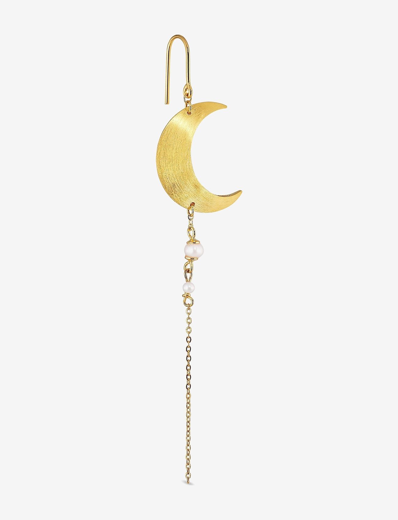 Jane Koenig - Half Moon Earring with pearl chain - perlenohrringe - 18 carat goldplated sterling silver - 1