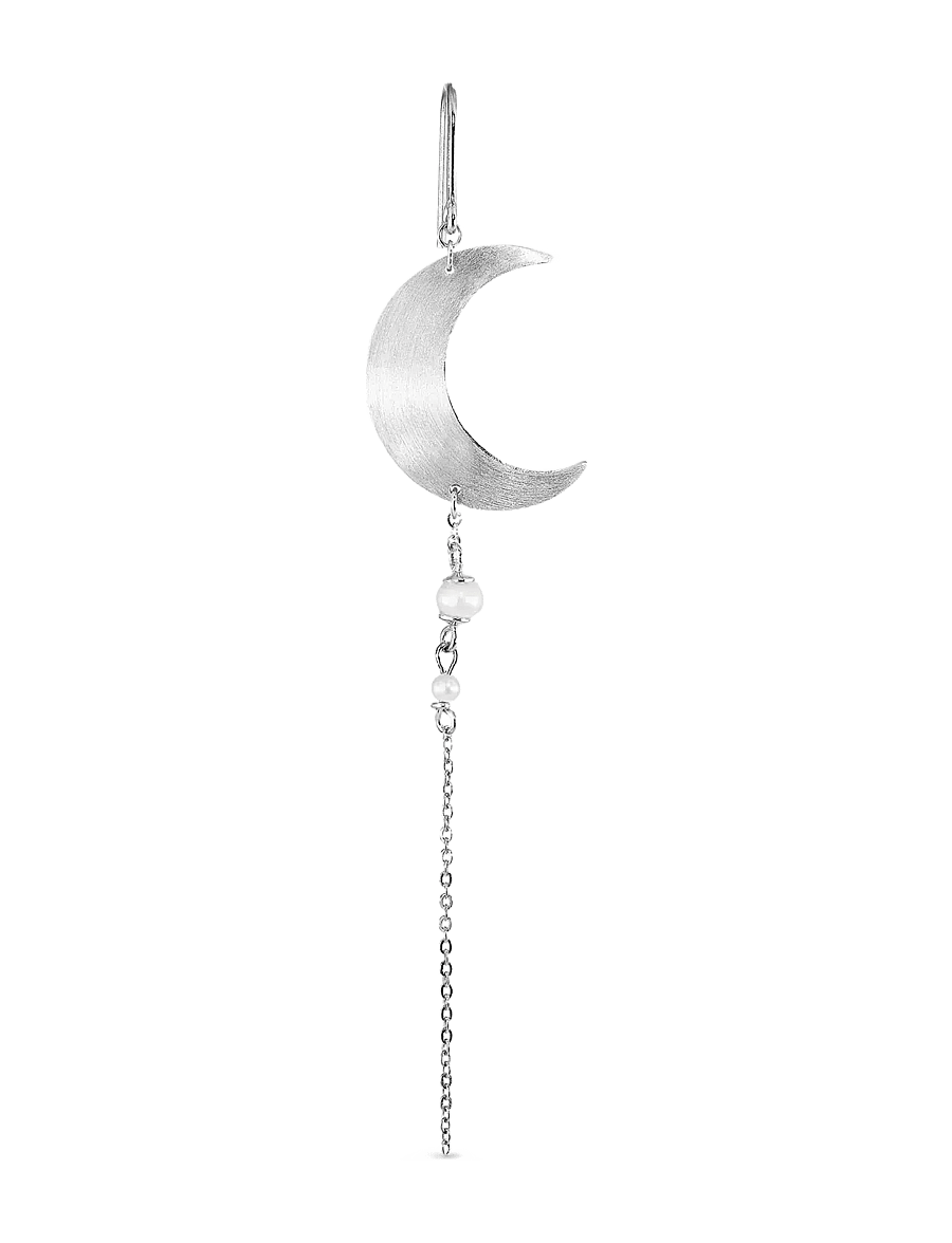 Jane Koenig - Half Moon Earring with pearl chain - perlenohrringe - sterlingsilver - 1