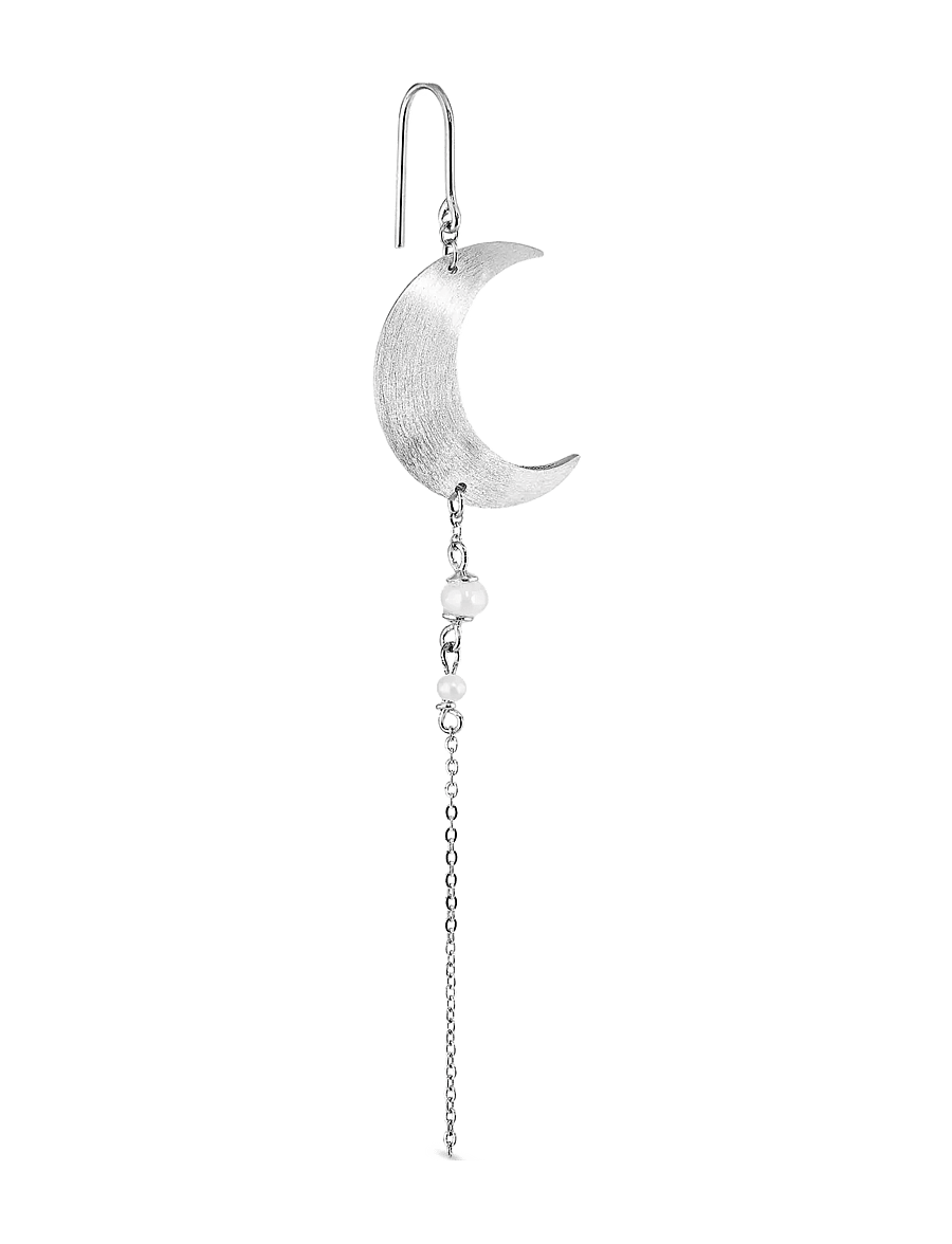 Jane Koenig - Half Moon Earring with pearl chain - perlenohrringe - sterlingsilver - 2