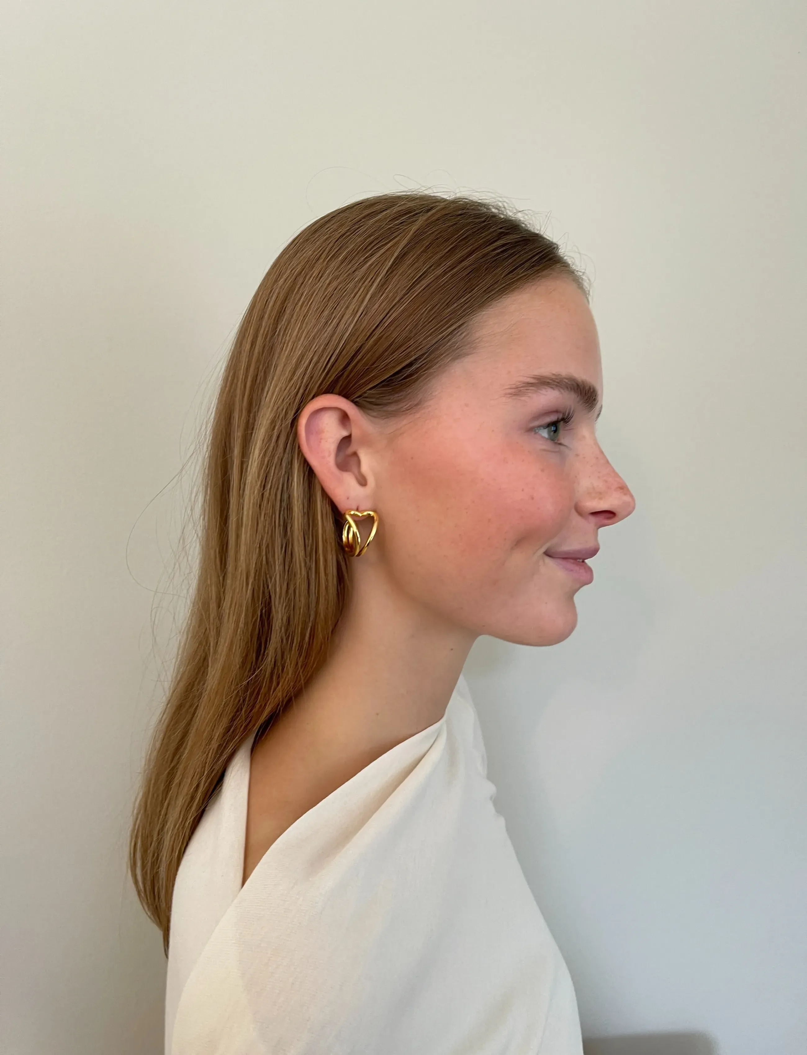 Jane Koenig Open Heart Hoop, One Size, Earrings, Gold - Hoops, Frauen