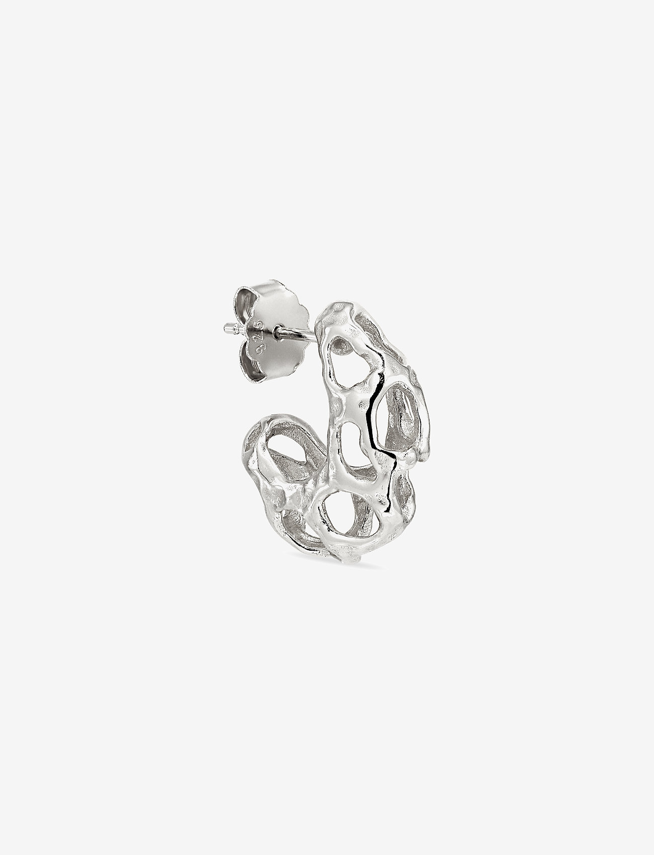Jane Koenig - Small Chunky Space Earrings (Pair) - hoops - silver - 0