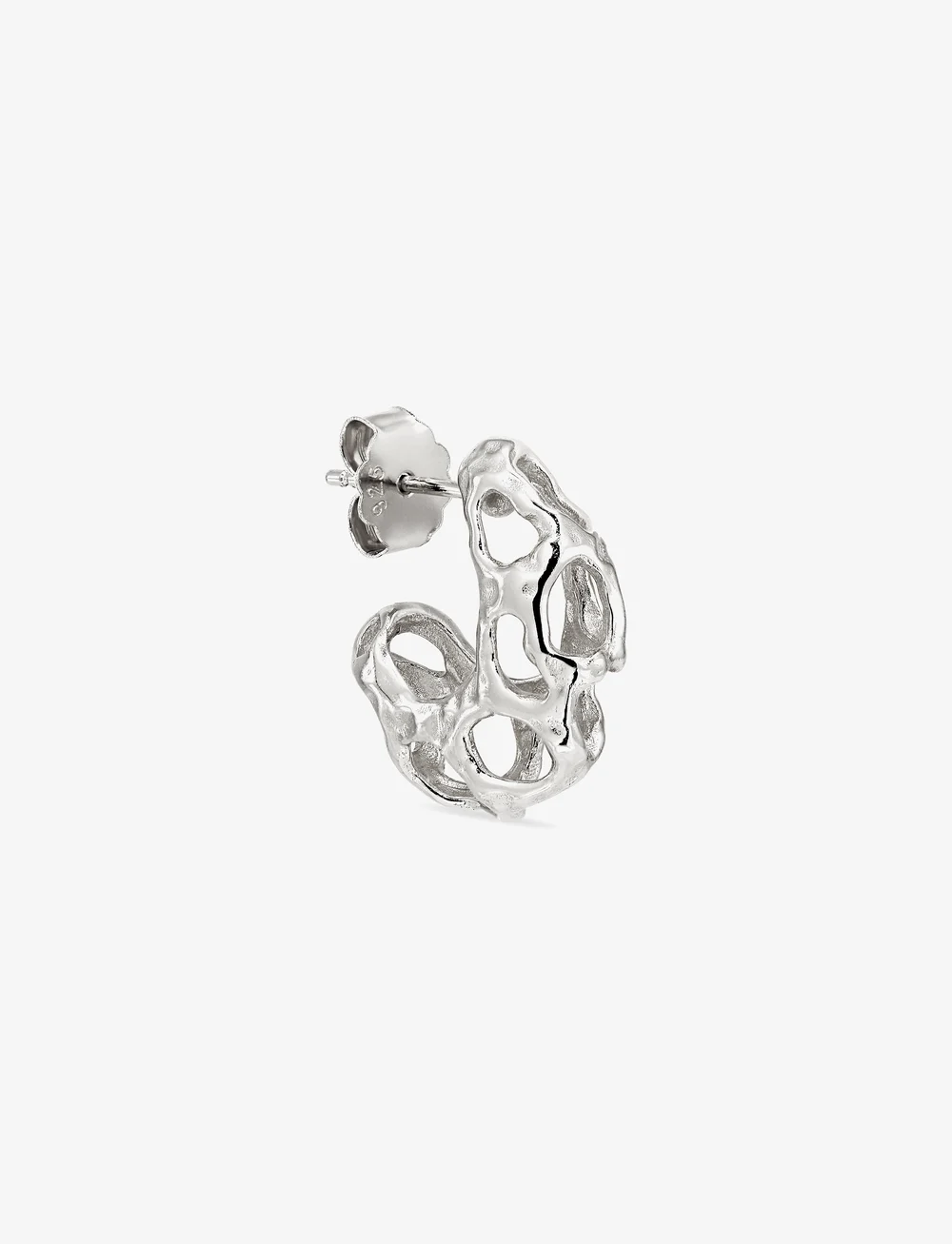 Jane Koenig - Small Chunky Space Earrings (Pair) - creoler & hoops - silver - 0