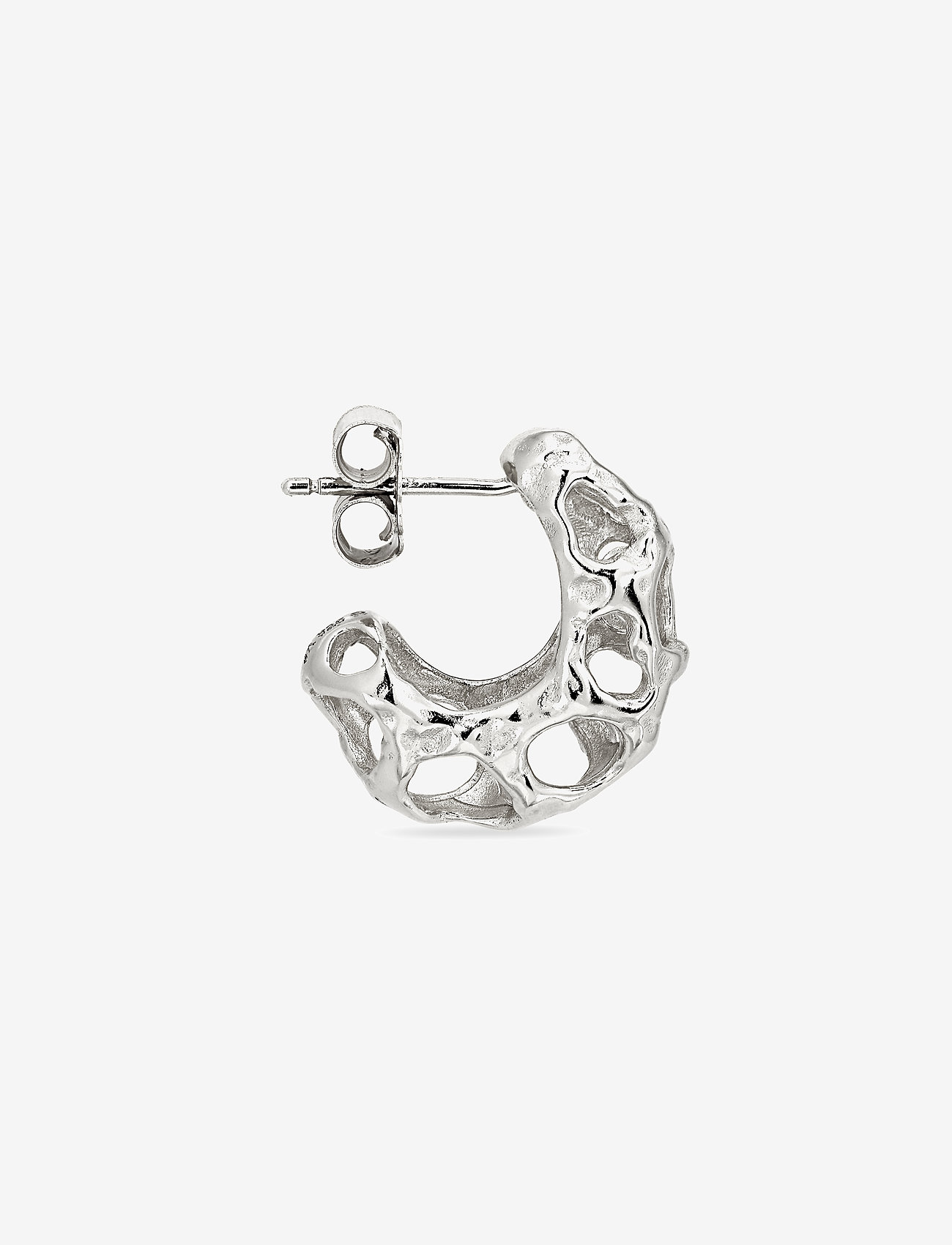Jane Koenig - Small Chunky Space Earrings (Pair) - hoops - silver - 1