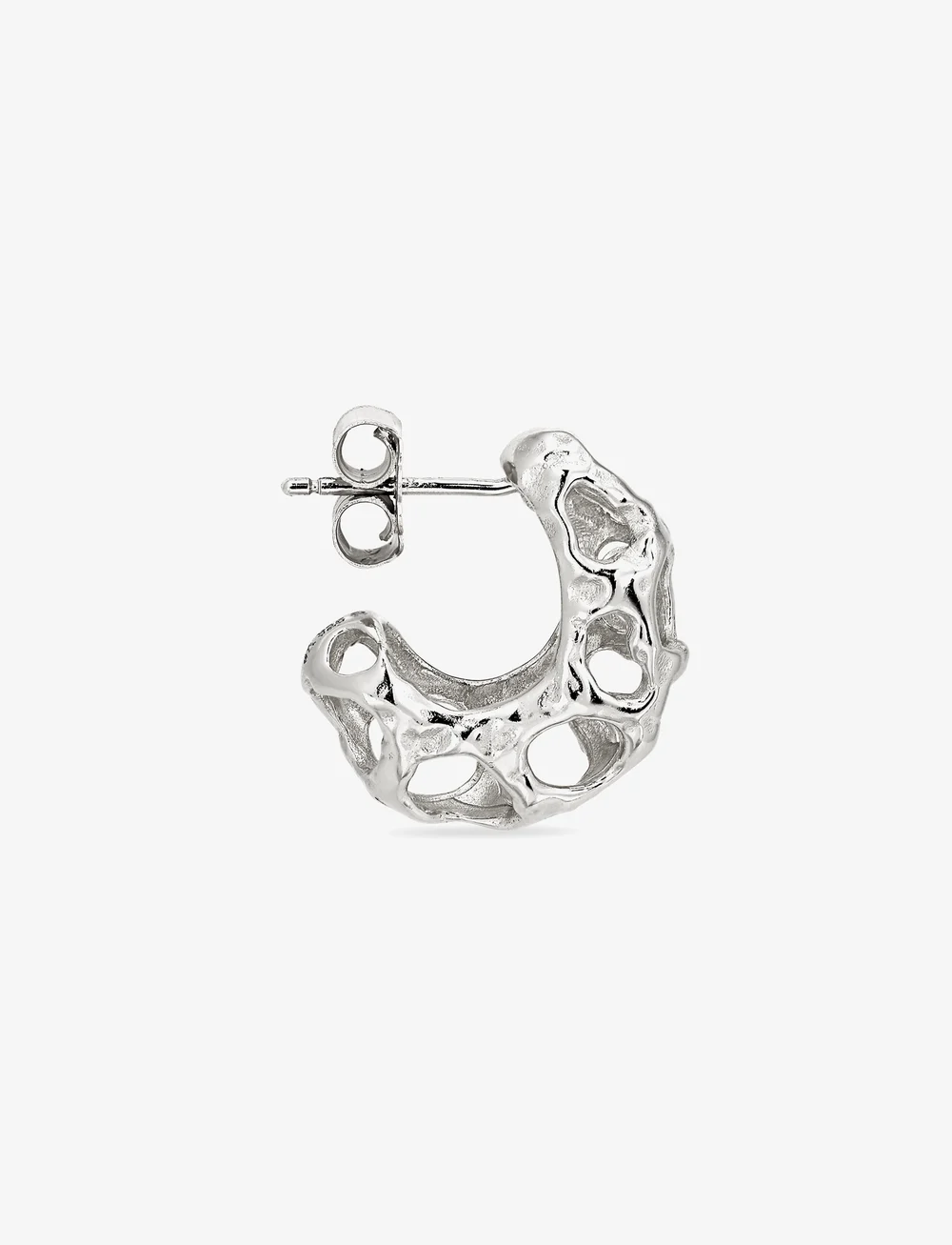 Jane Koenig - Small Chunky Space Earrings (Pair) - creoler & hoops - silver - 1
